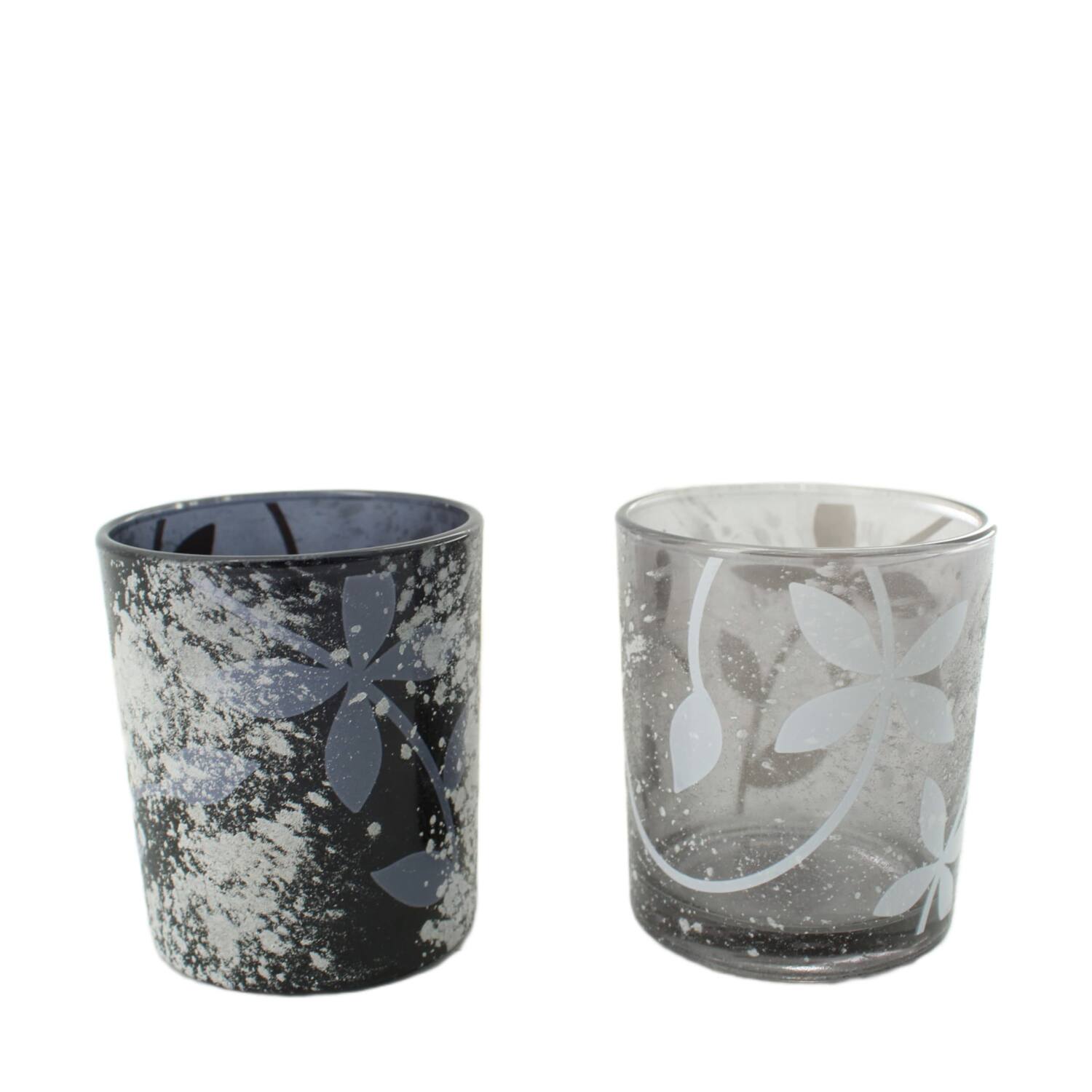 Tealight holder glass 7x7x8cm  - Grey