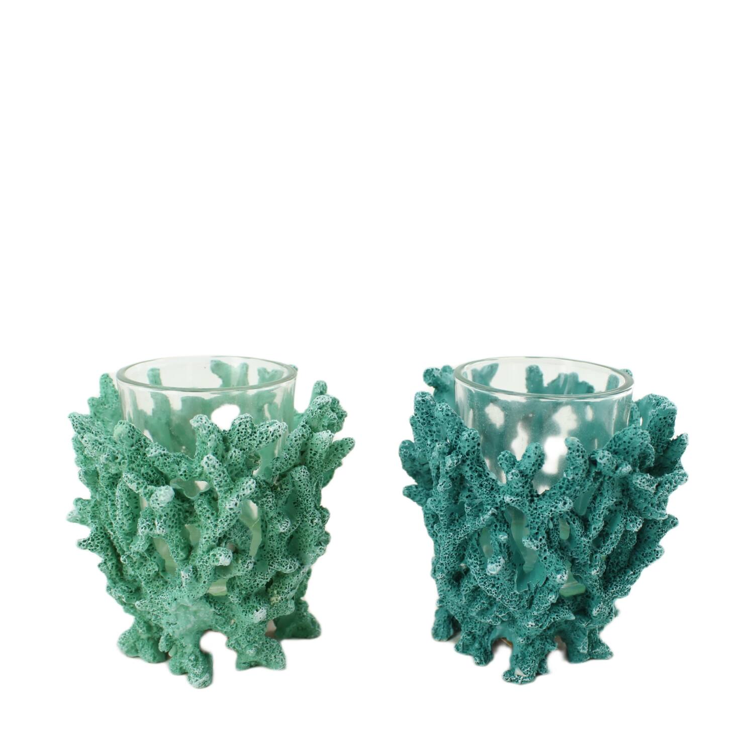 Tealight holder coral polyresin 9x9x8cm C/2
