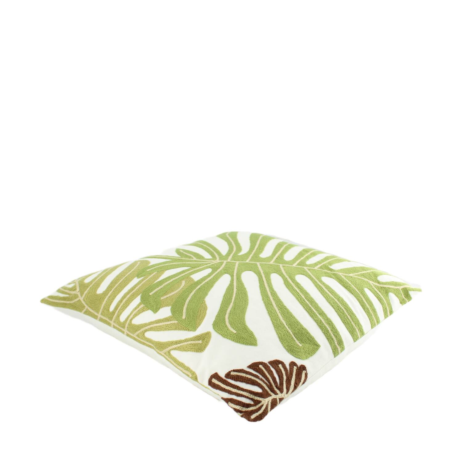 Cushion monstera leaf polyester 45x45x8cm - White
