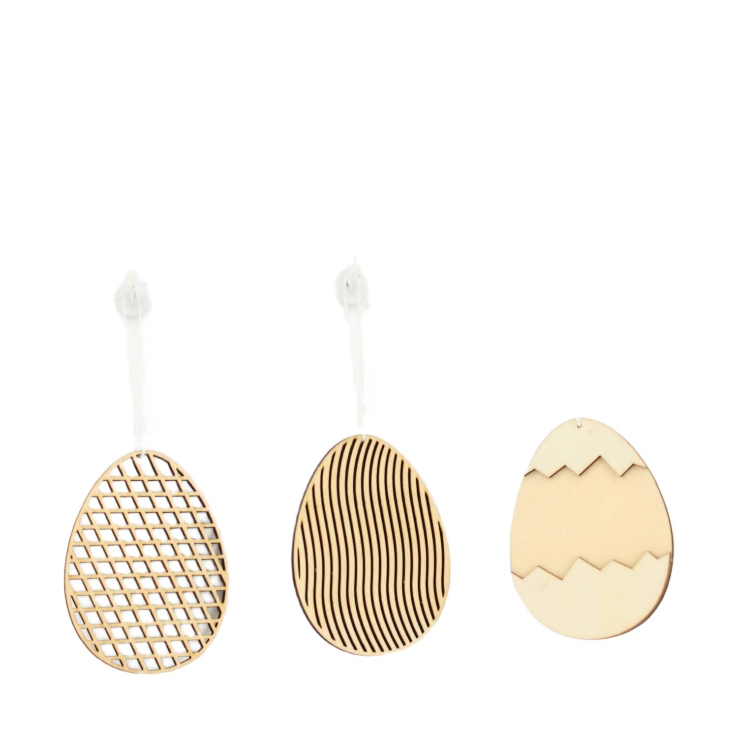 Hanger egg wood 9.5x7x0.5cm 3pc