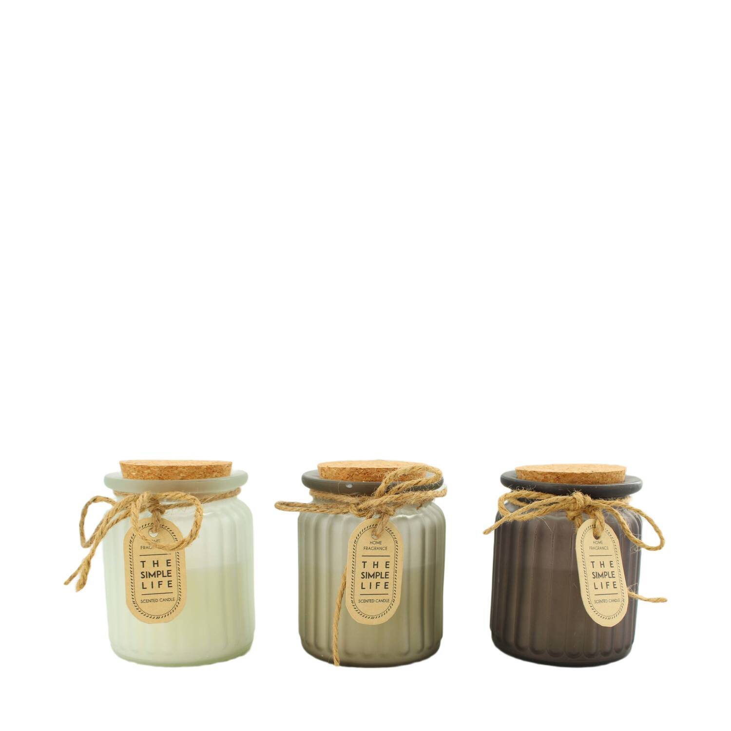 Candle sandalwood scent wax with glass 8x8x9cm  - Multi