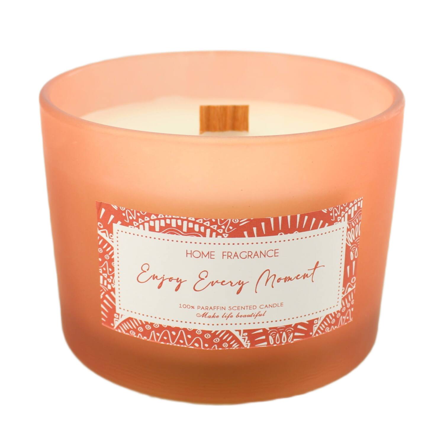 Candle flower scent wax with glass 11x11x8cm