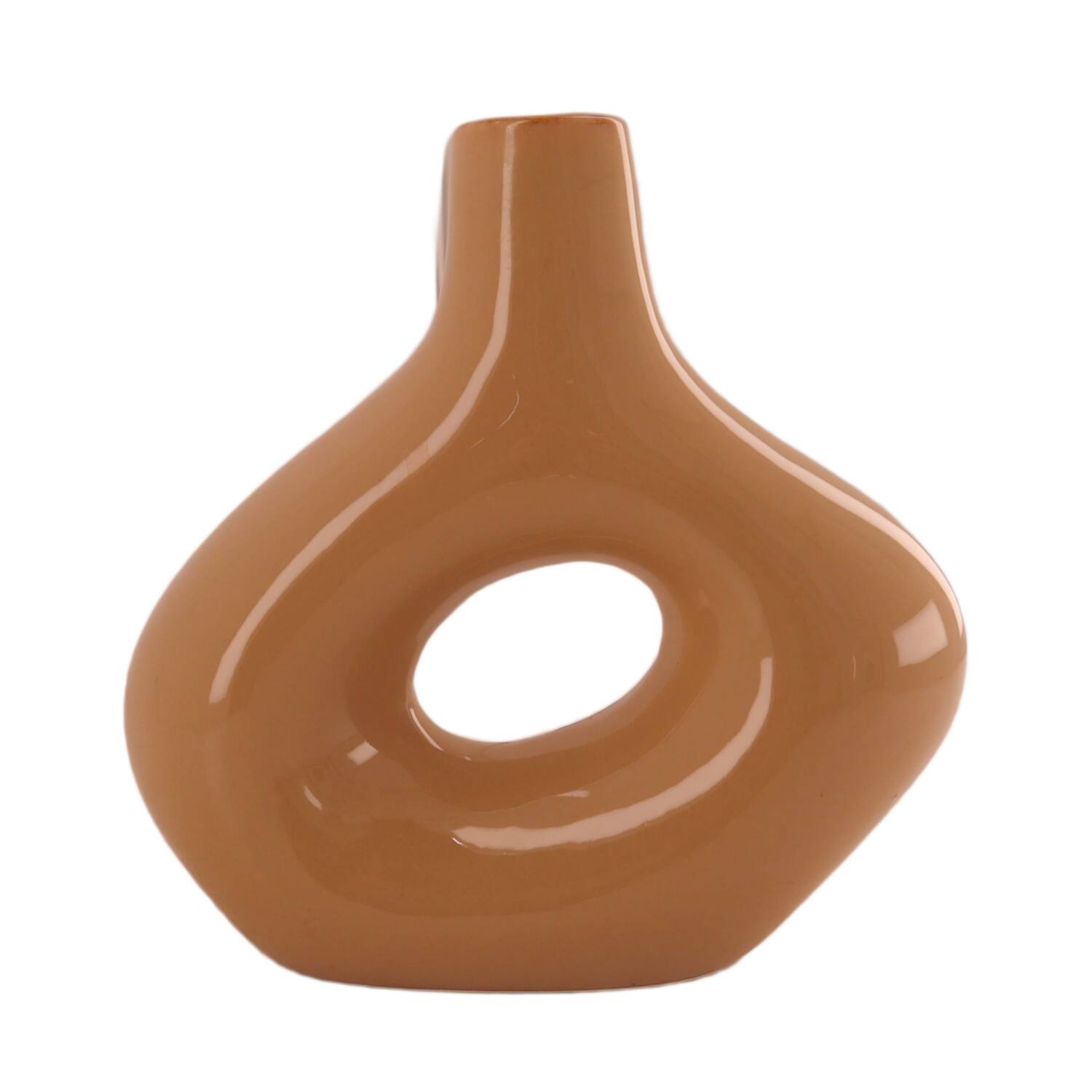 Vase ceramic 20.5x7x20cm - Brown