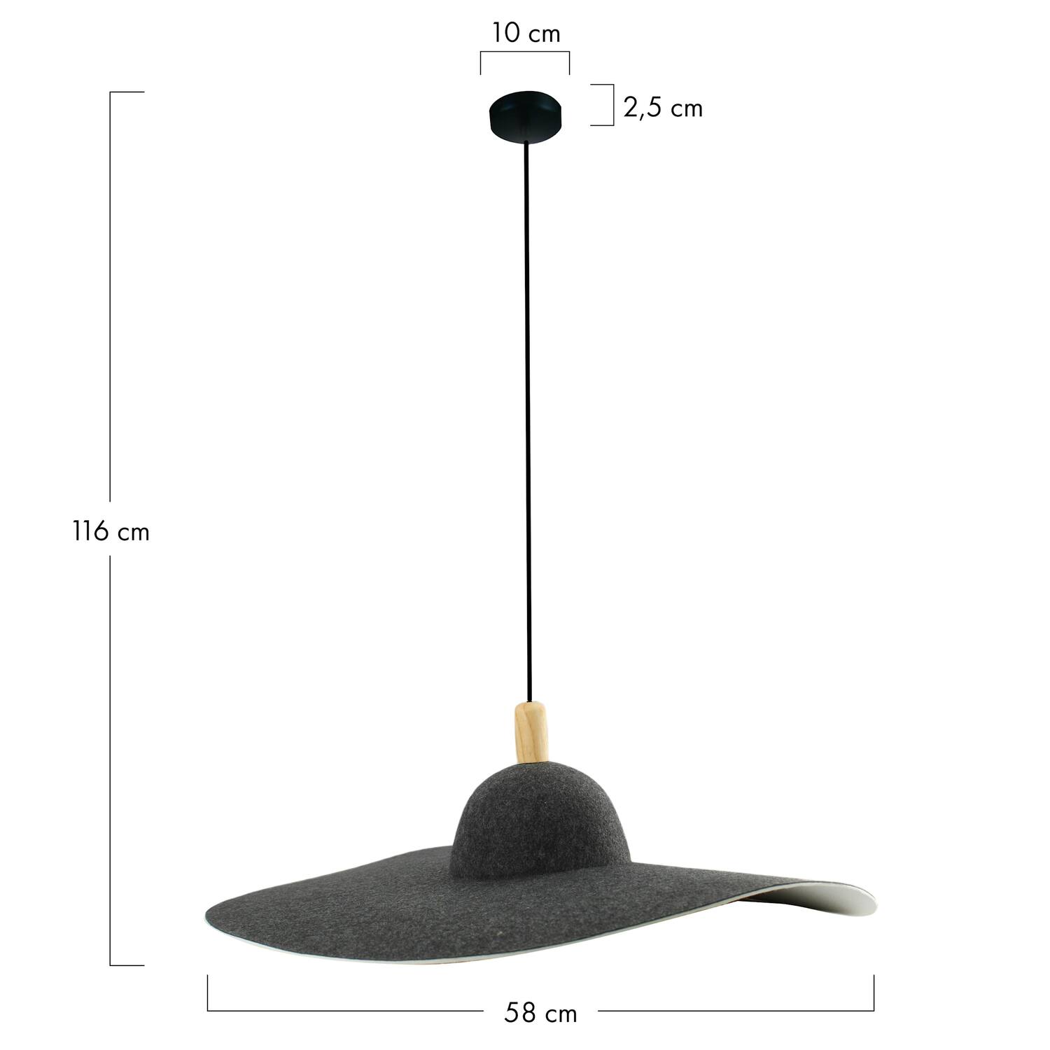 Suspension Ely - 58x58x16cm - Noir