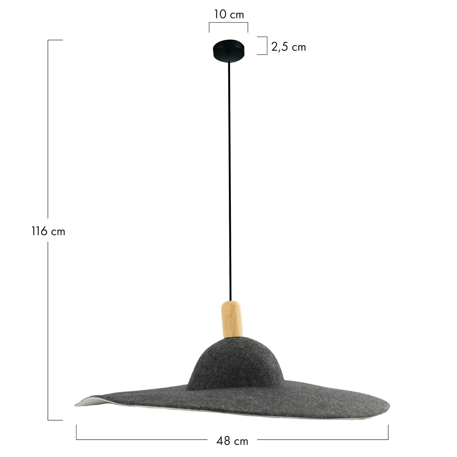 Ceiling light felt 48x48x16cm - Grey