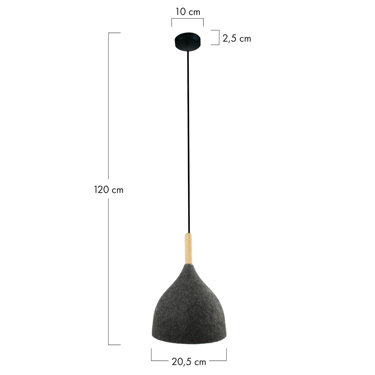 Ceiling light felt 20.5x20.5x20cm - Grey