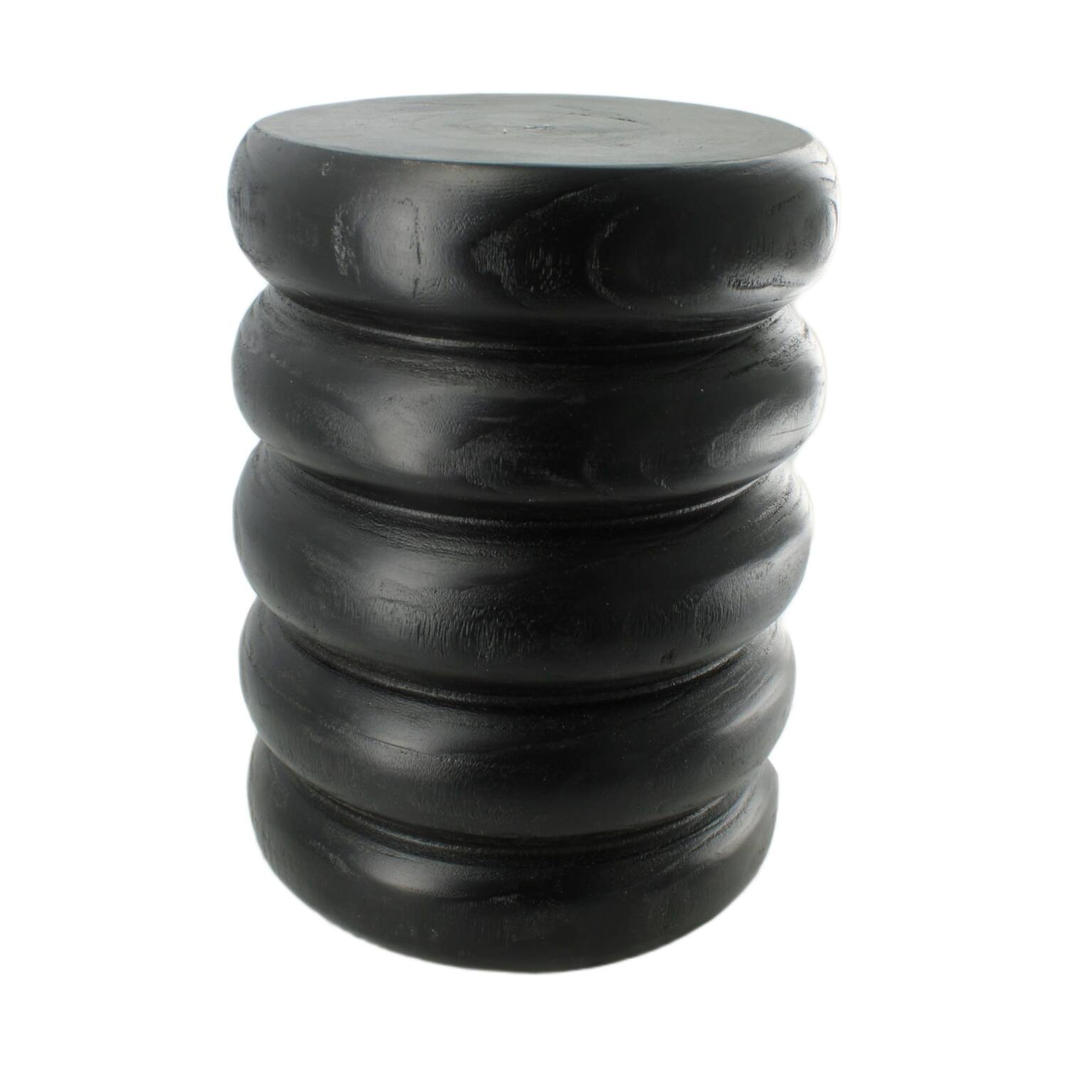 Side table round paulownia wood 28x28x38cm - Black