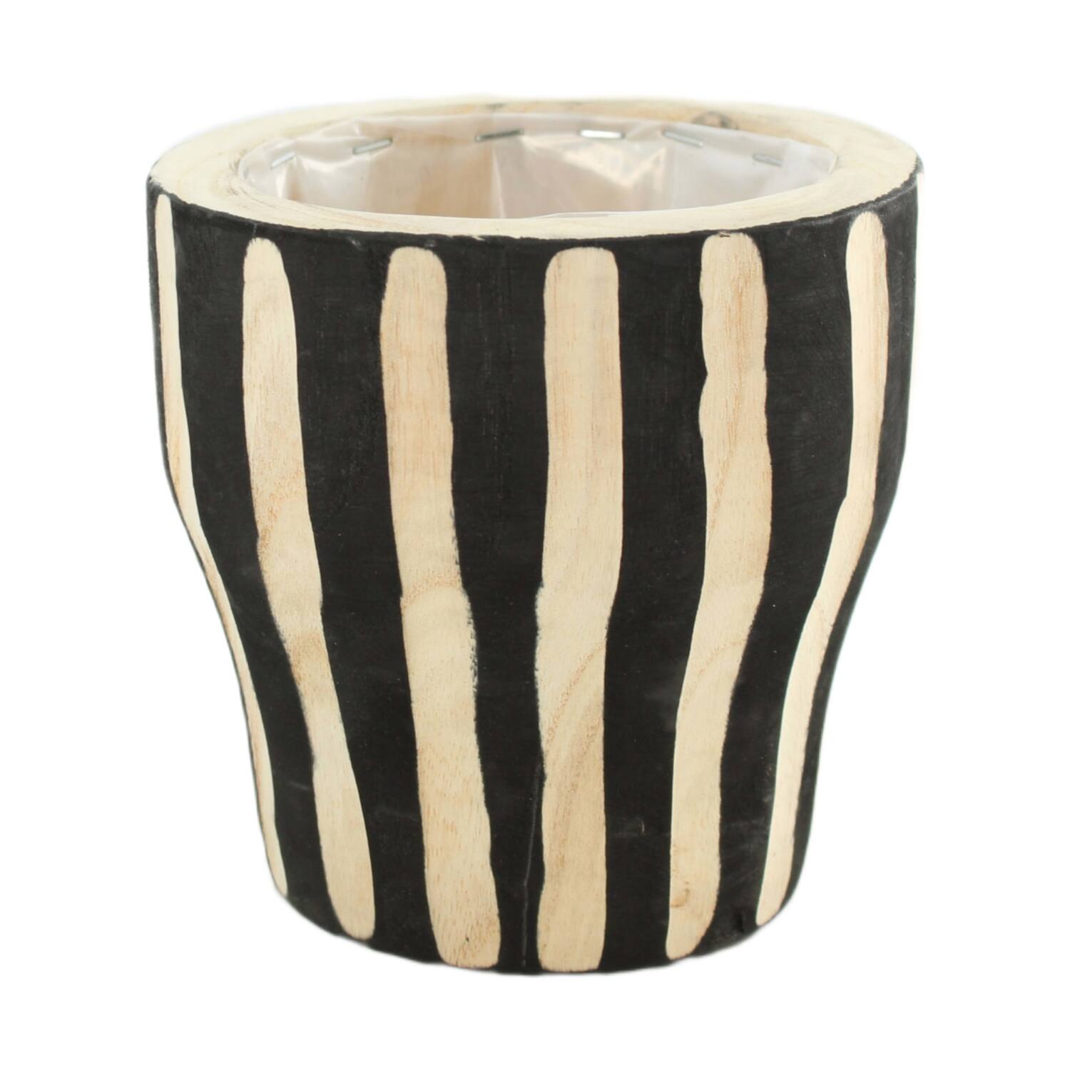 Planter paulownia wood with plastic 15x15x15cm - Natural