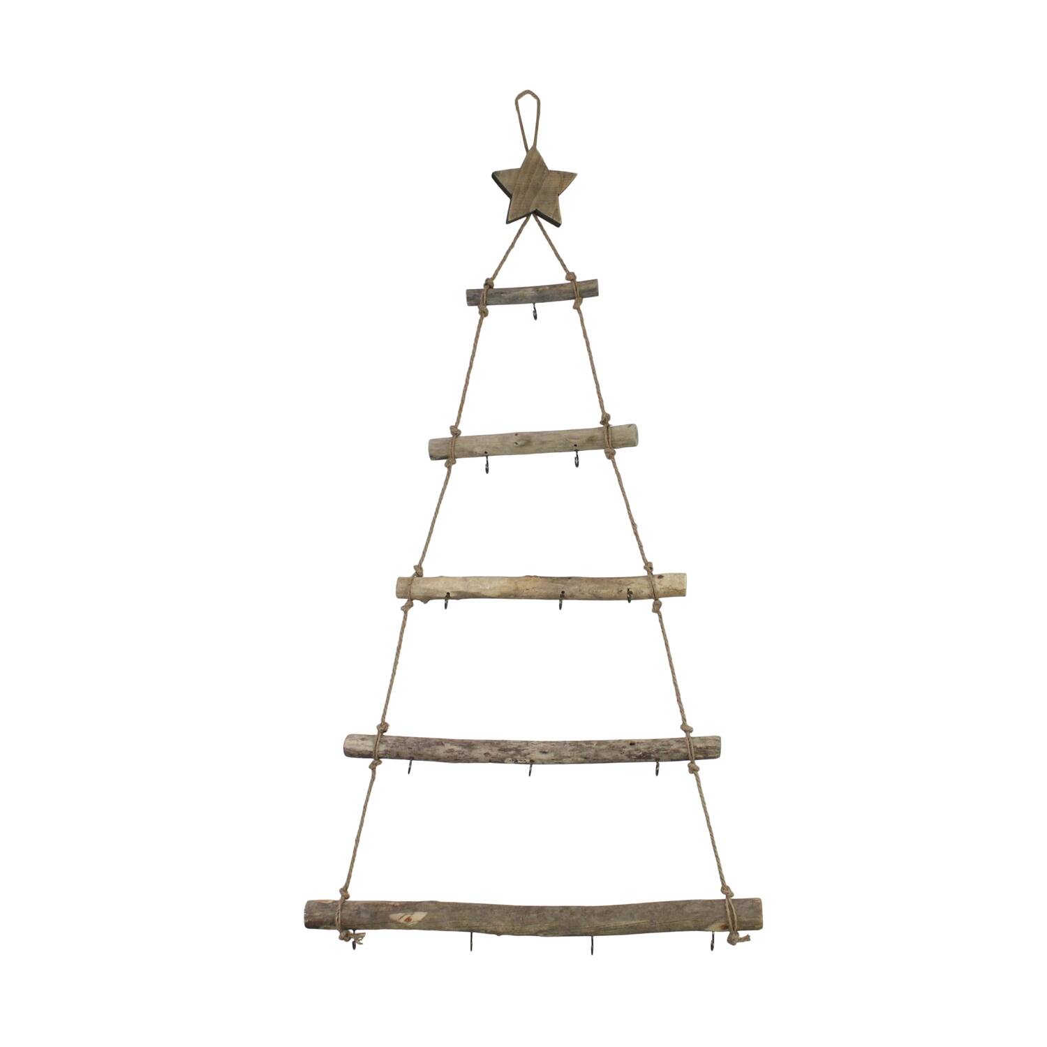 Hanger tree with hooks historic wood 58x4x118cm - Natural