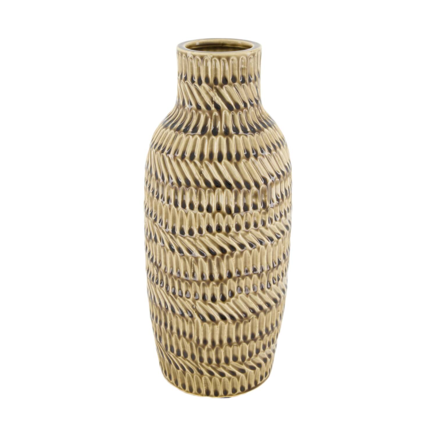 Vase ceramic 14.5x14.5x33cm - Brown