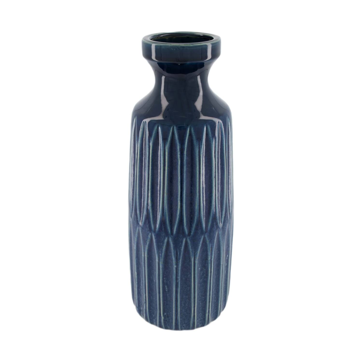 Vase ceramic 17.5x17.5x46cm - Blue