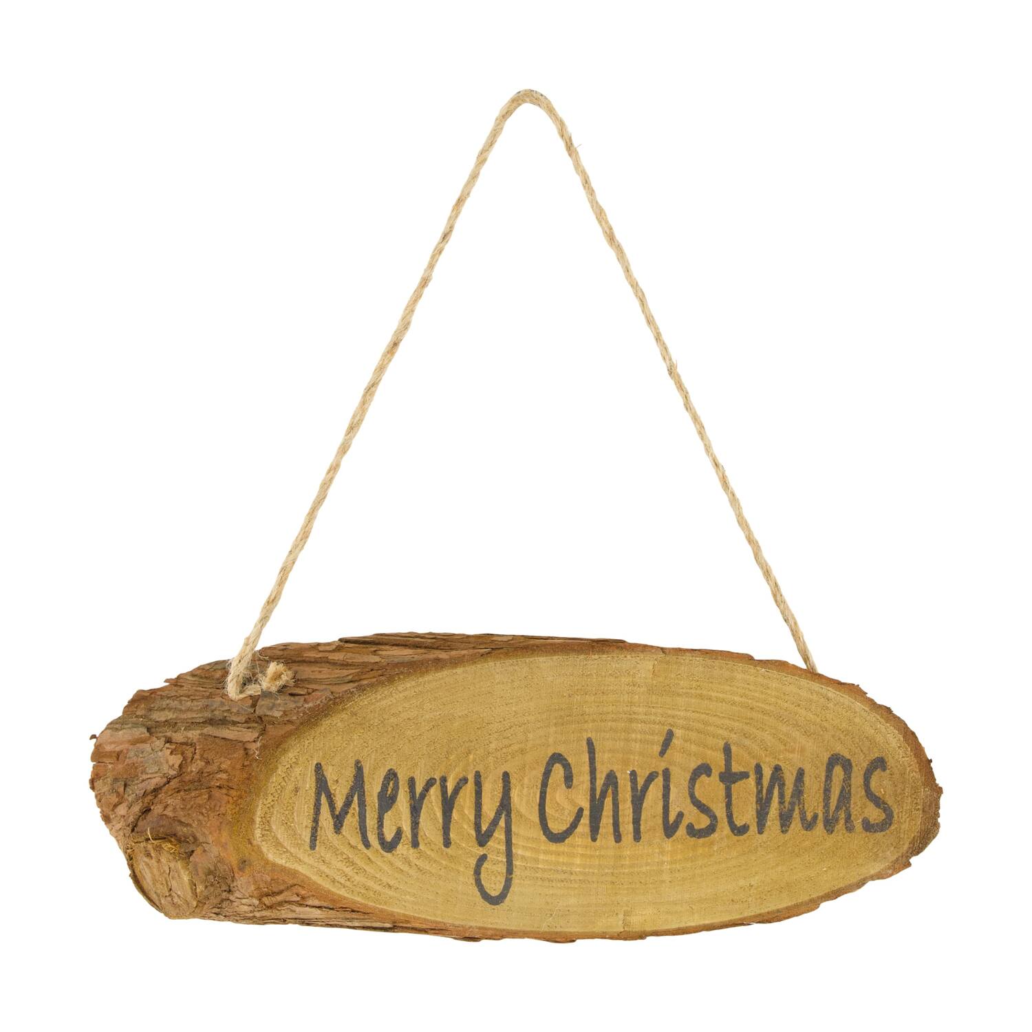 Sign Merry Christmas fir wood with hanger 37x11x4cm