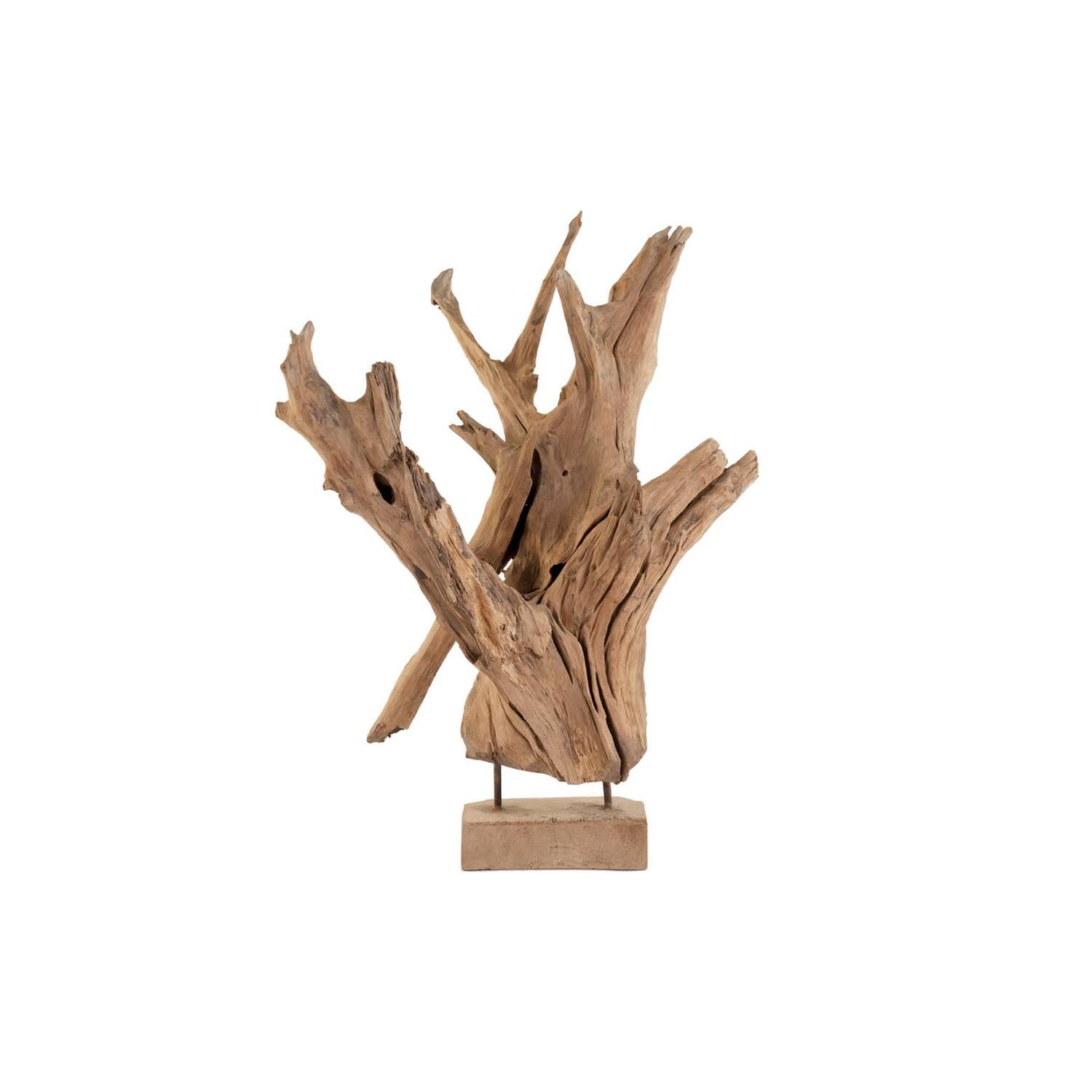 Ornement en teck sur support Hannah - 35x20x65cm - Naturel