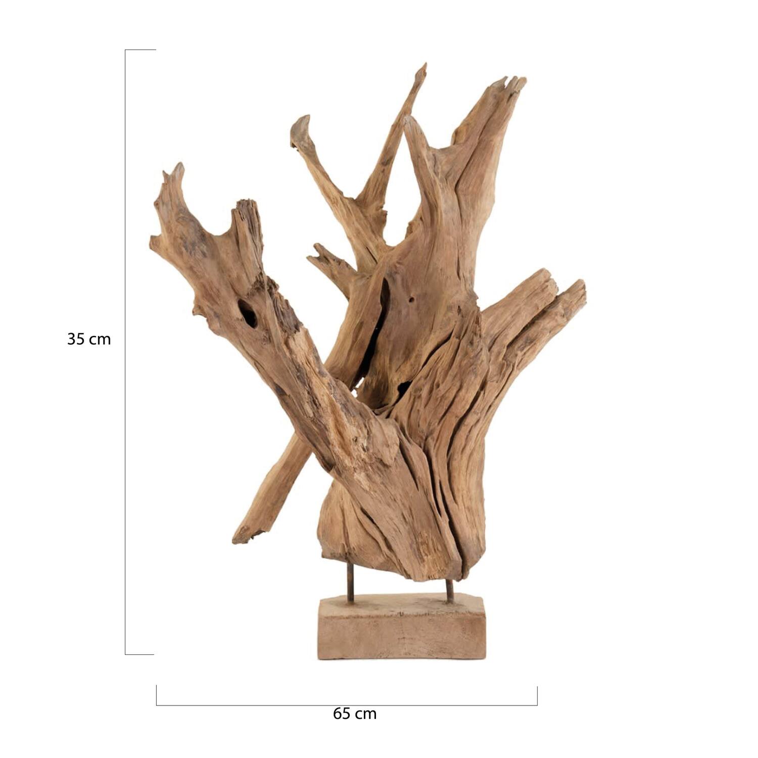 Ornement en teck sur support Hannah - 35x20x65cm - Naturel