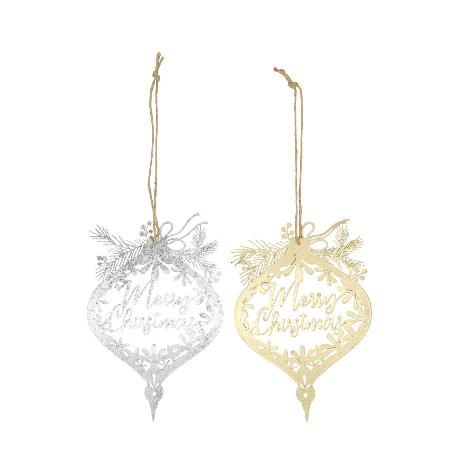 Hanger Merry Christmas metal 17.8x0.08x27cm C/2