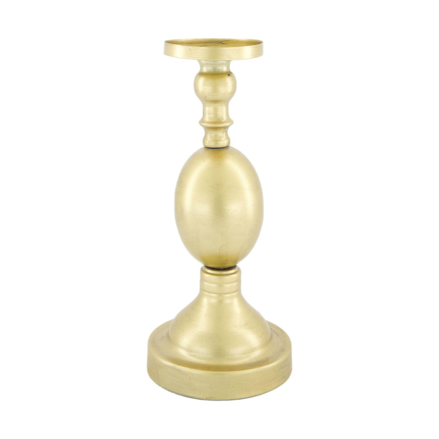 Pillar candle holder metal 12x12x27cm - Gold