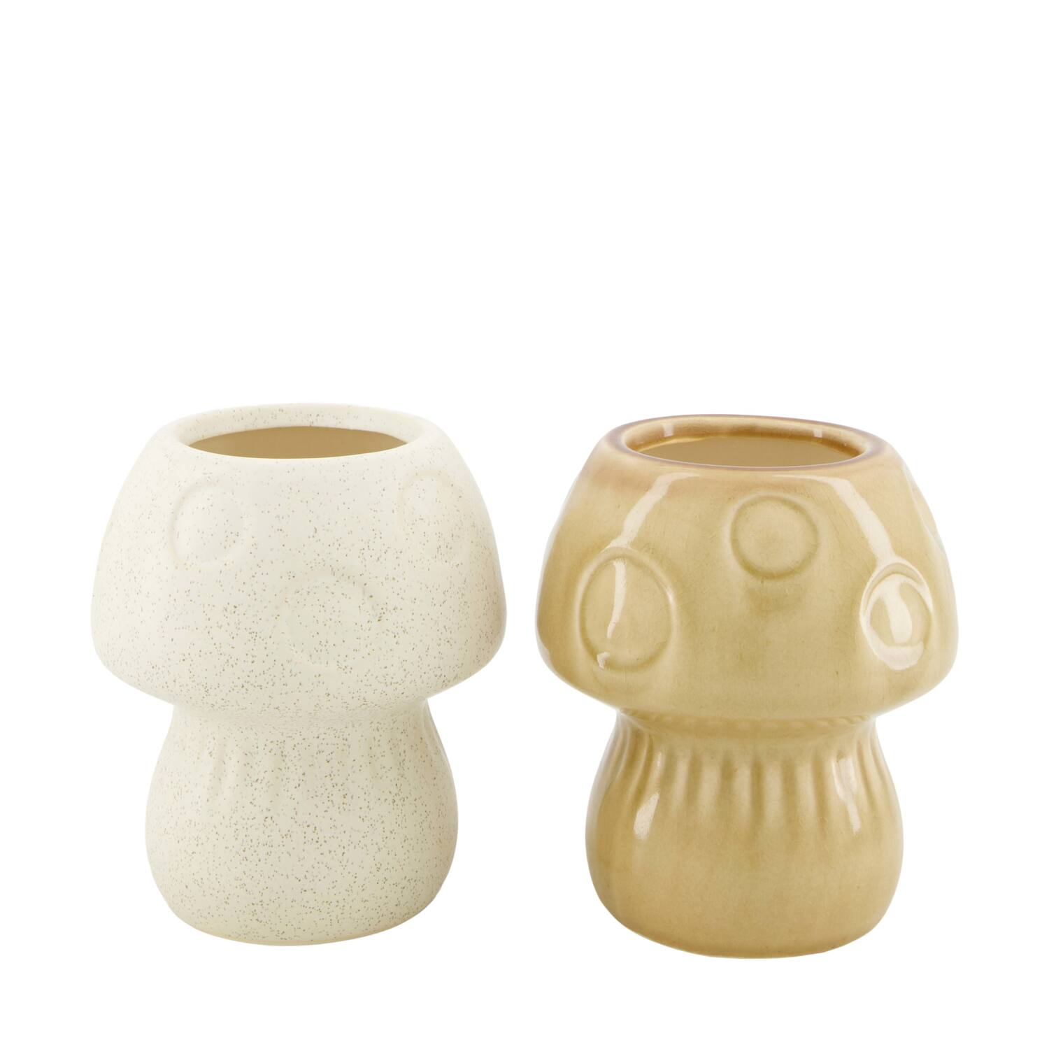 Vase mushroom ceramic 12x12x14cm  - White