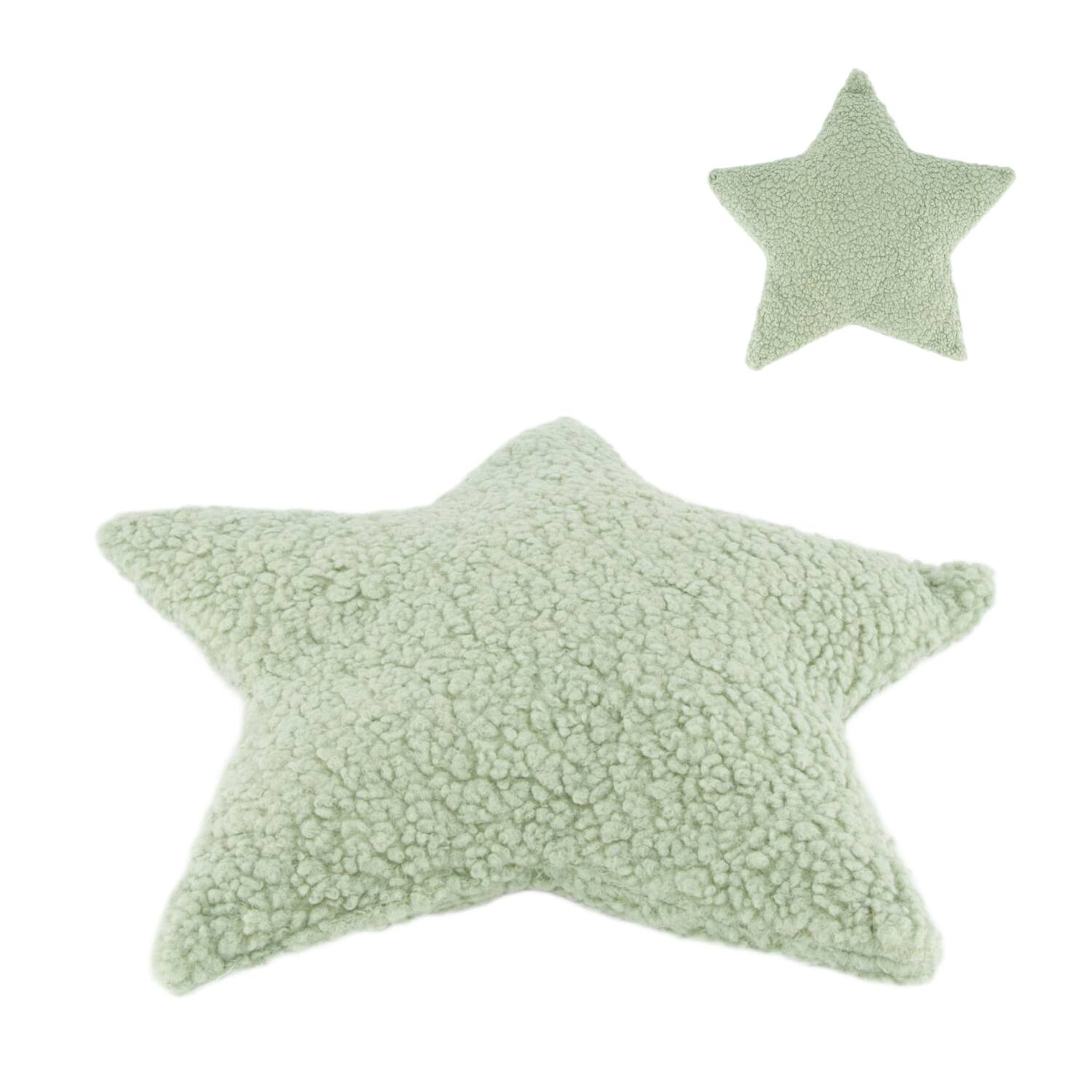 Cushion star teddy polyester 45x45x8cm - Green