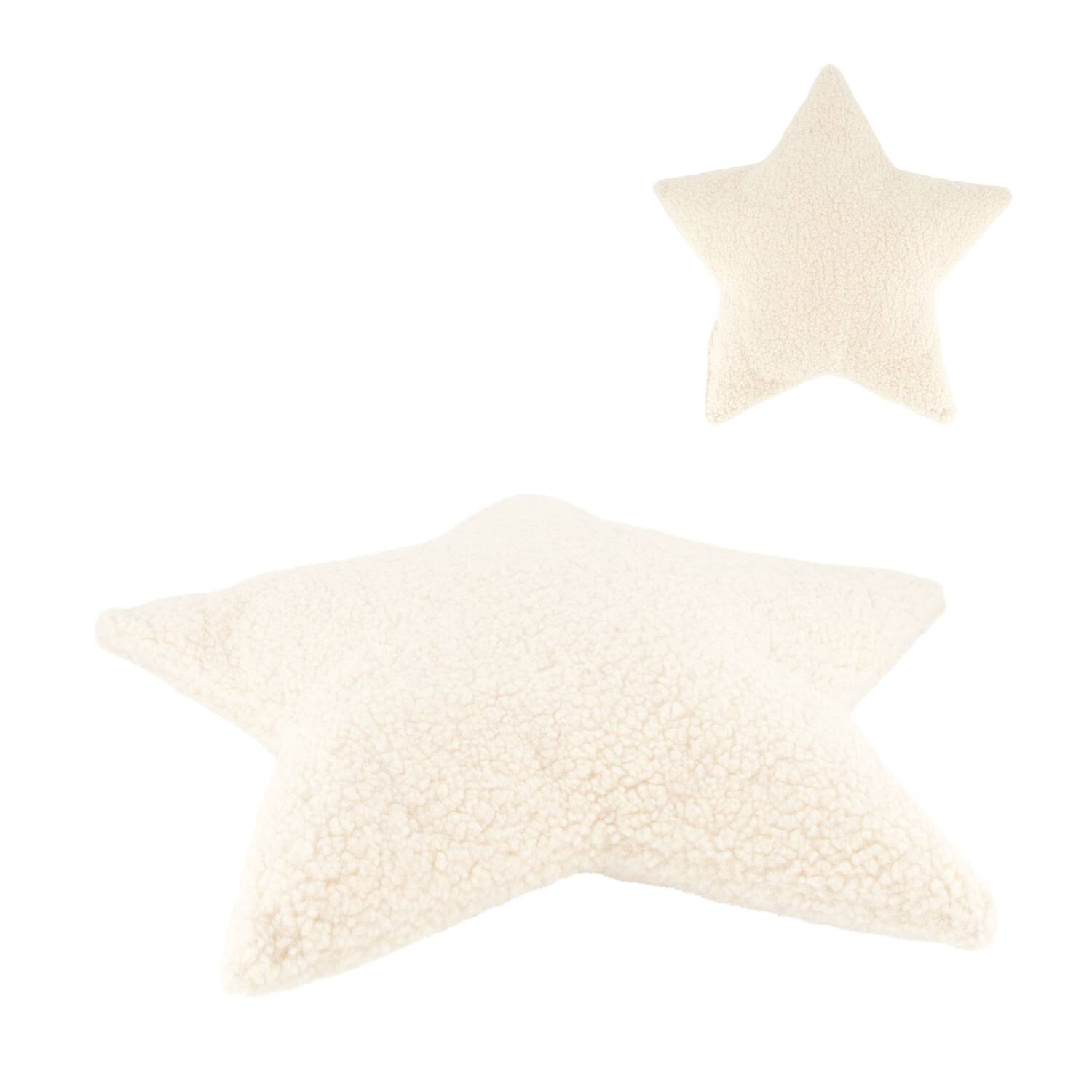 Cushion star teddy polyester 58x58x8cm - White