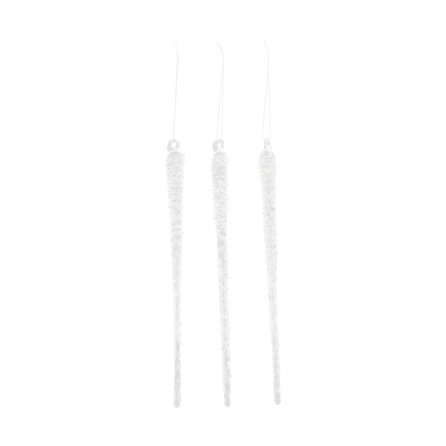 Hanger icicle glass 1.5x1.5x25cm 3pc