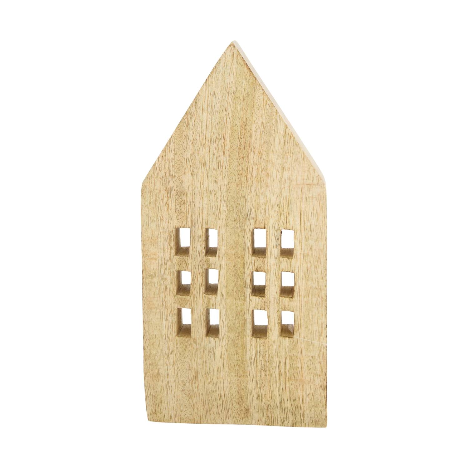 Statue house mango wood 13x3.5x28cm