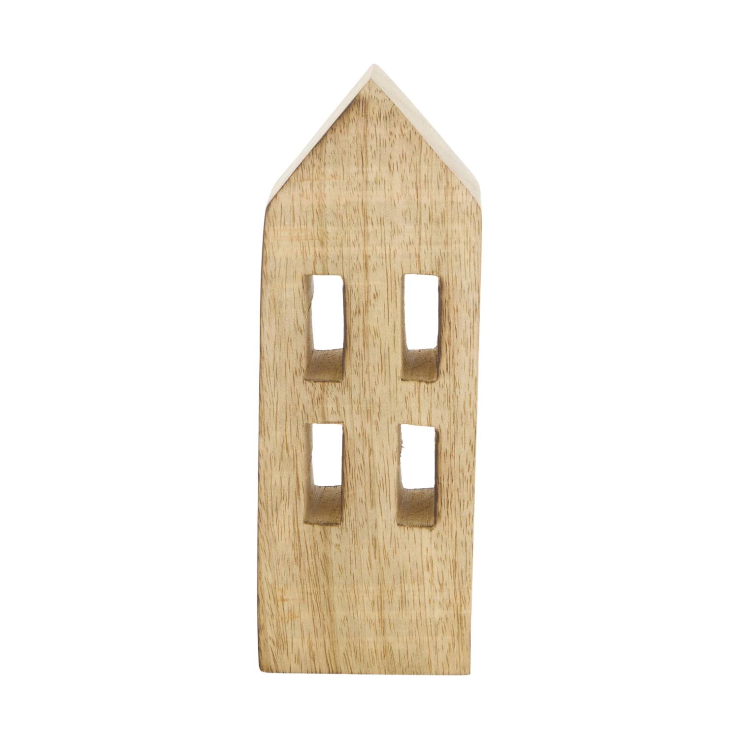 Statue house mango wood 6x3.5x18cm