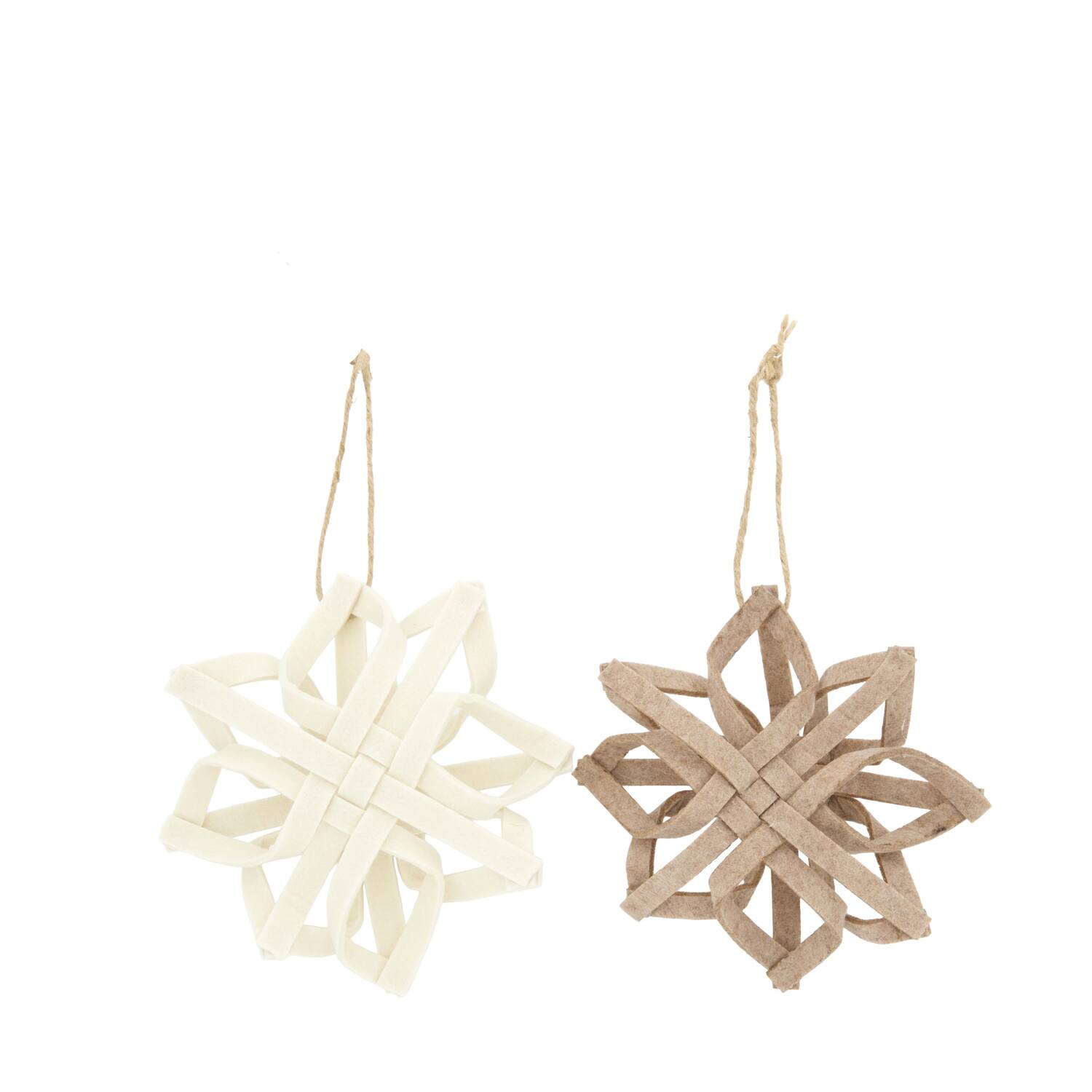 Hanger snowflake felt 17x5.5x17cm  - Brown