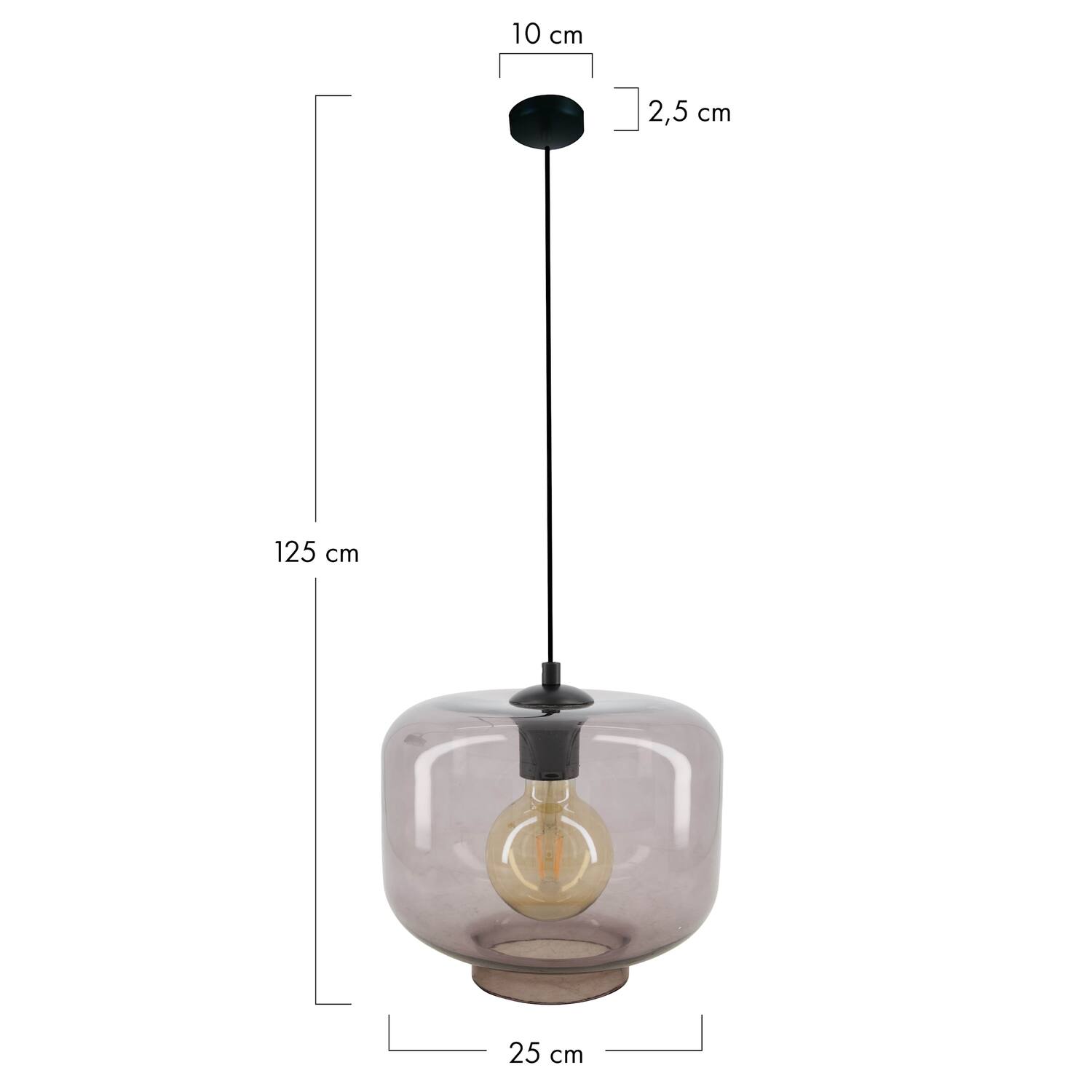 Ceiling light glass 25x25x125cm - Grey