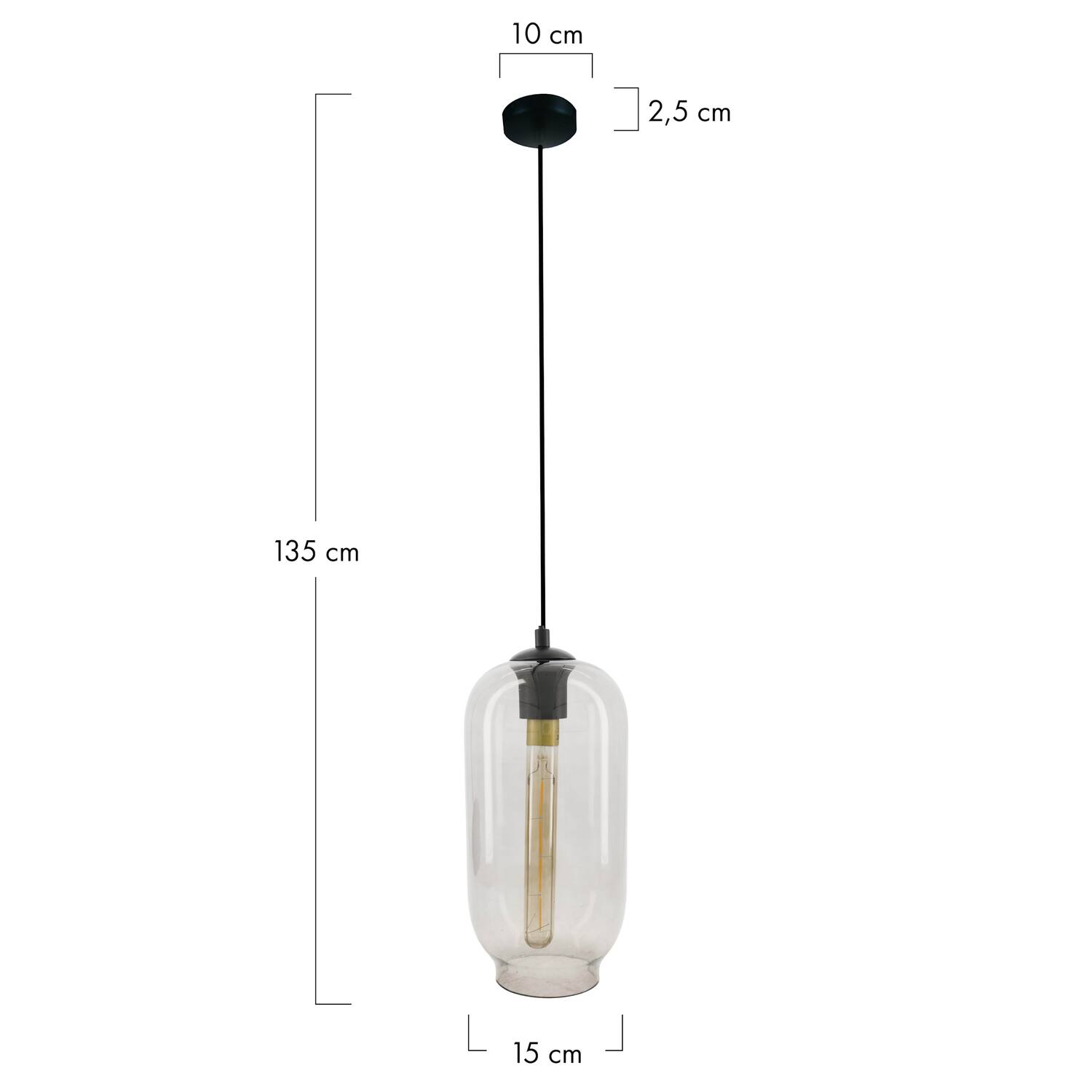 Ceiling light glass 15x15x135cm