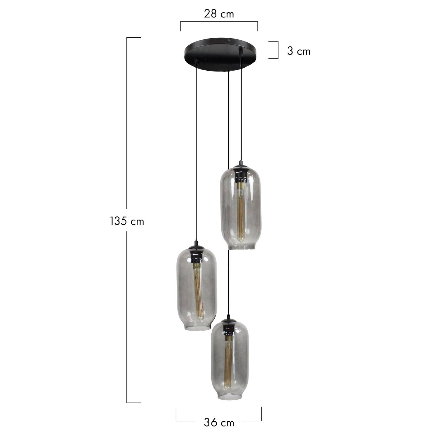 Ceiling light glass 39x36x135cm