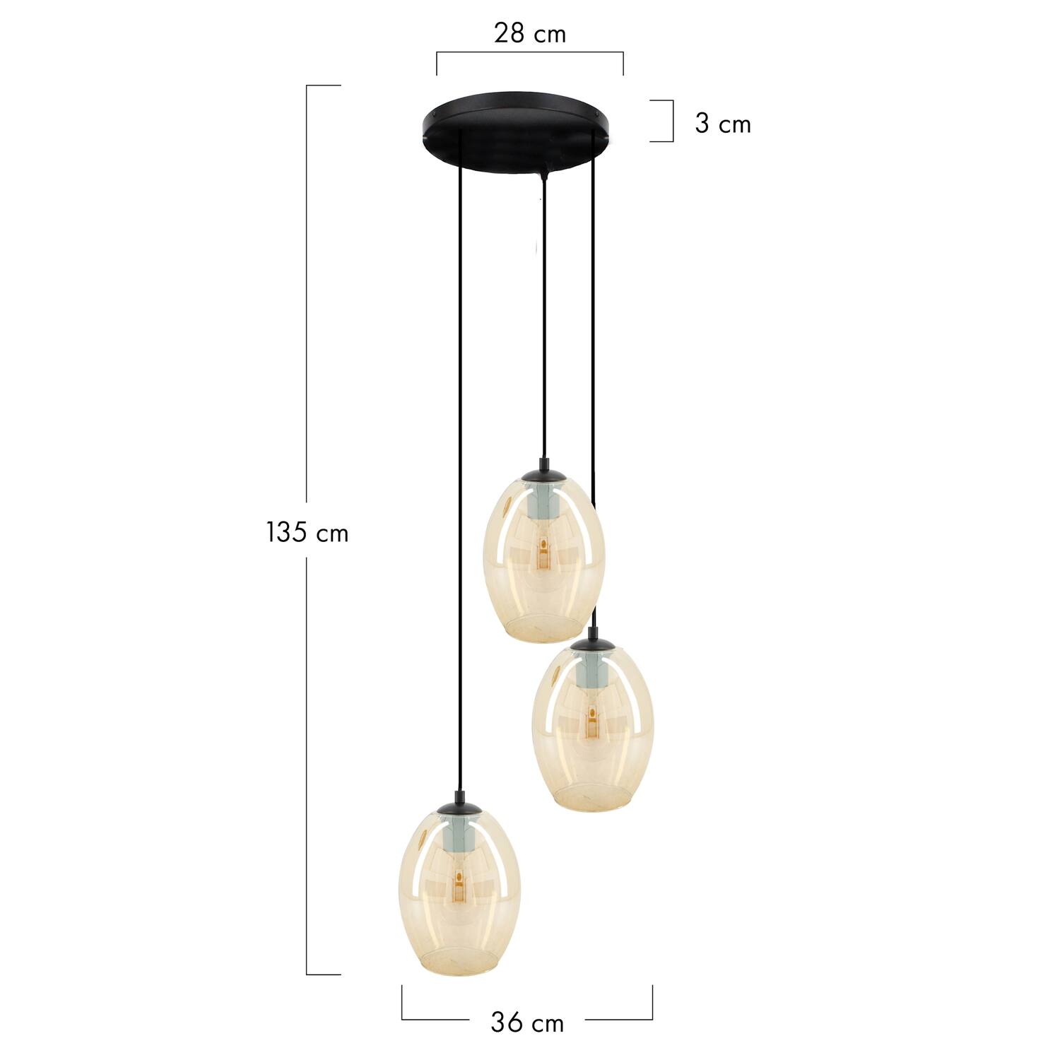 Ceiling light glass 39x36x135cm