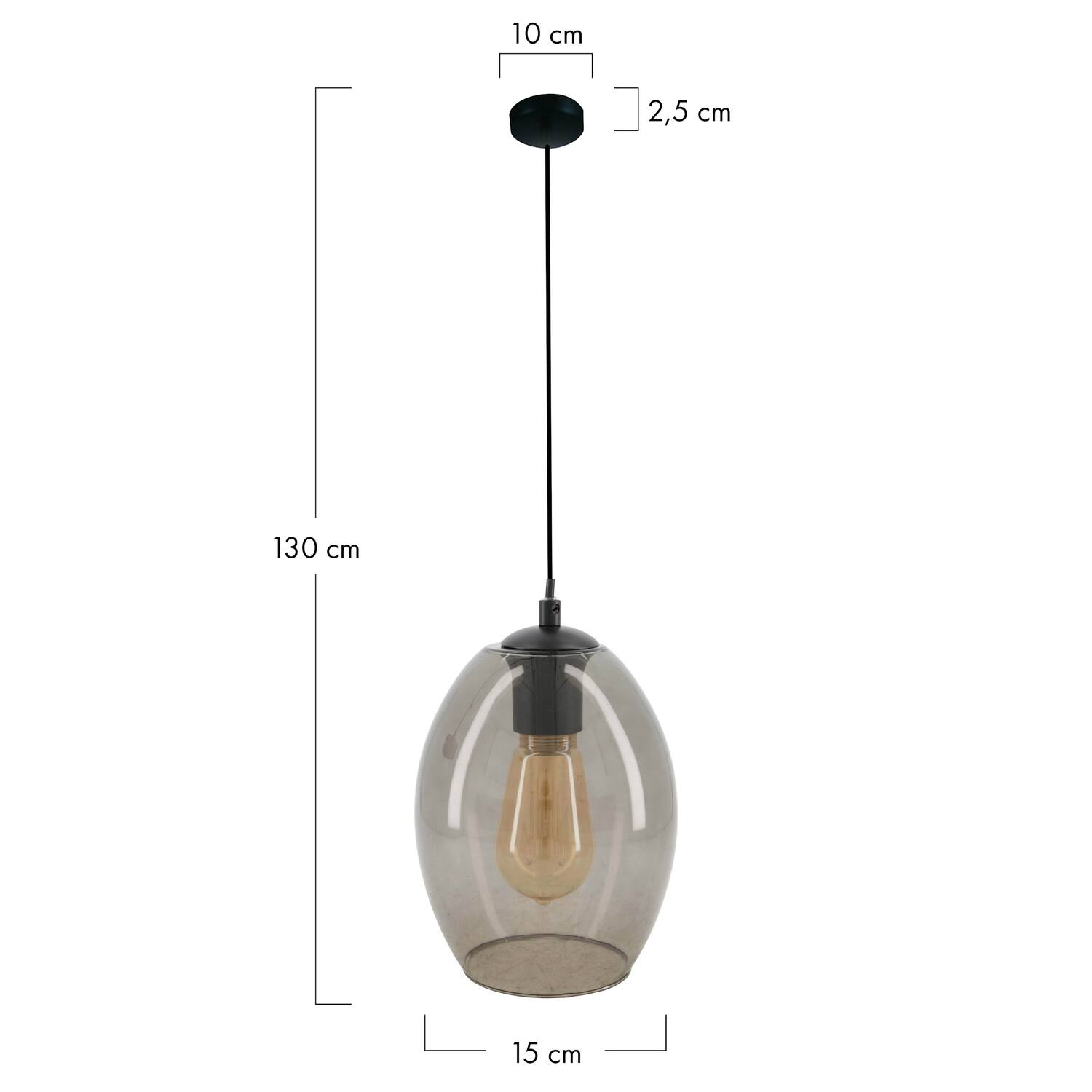 Ceiling light glass 15x15x130cm