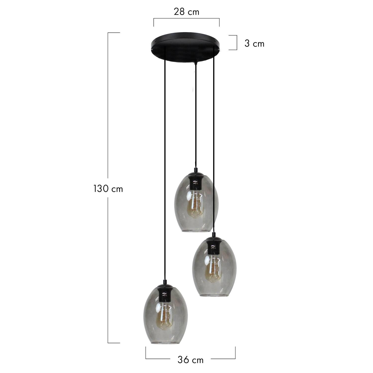 Ceiling light glass 39x36x130cm