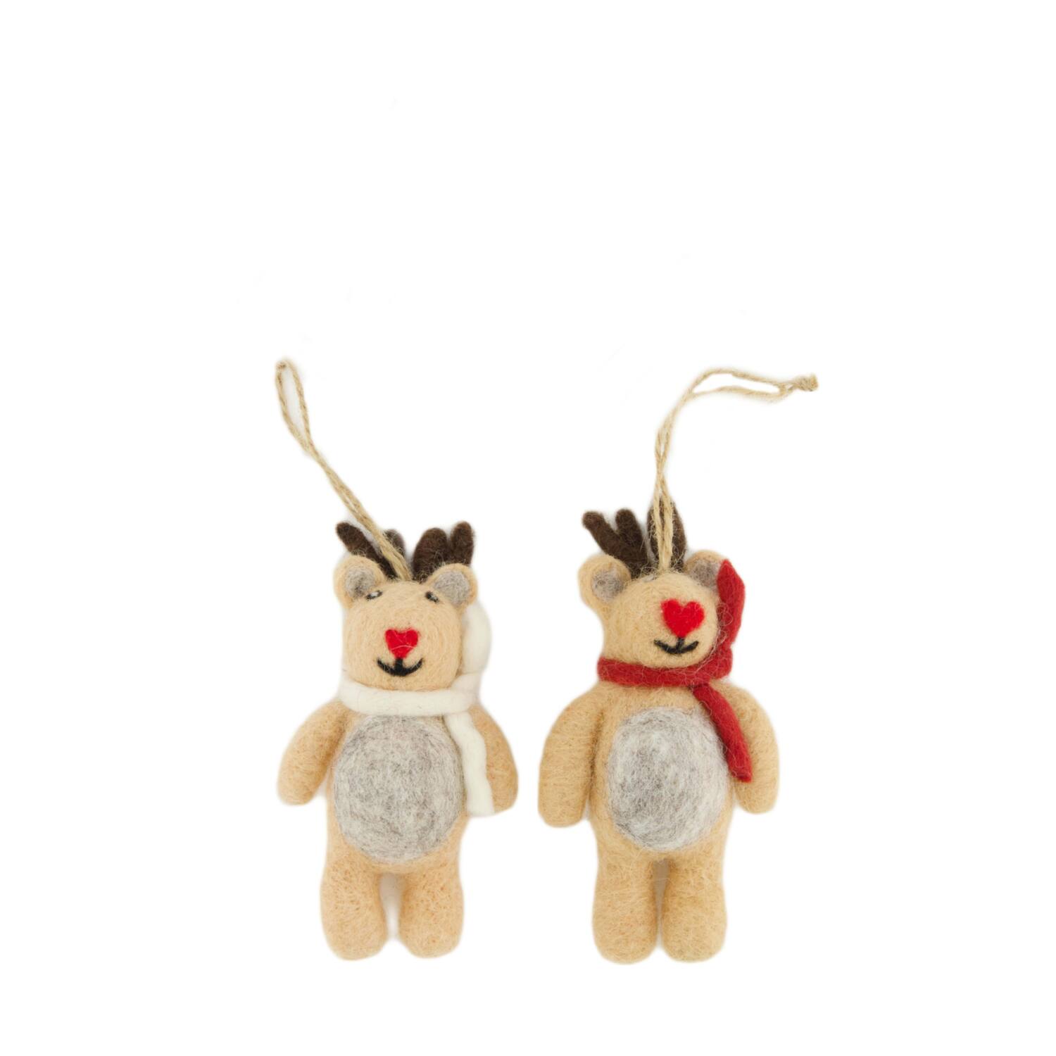 Hanger deer wool 6x3x12cm- Multi