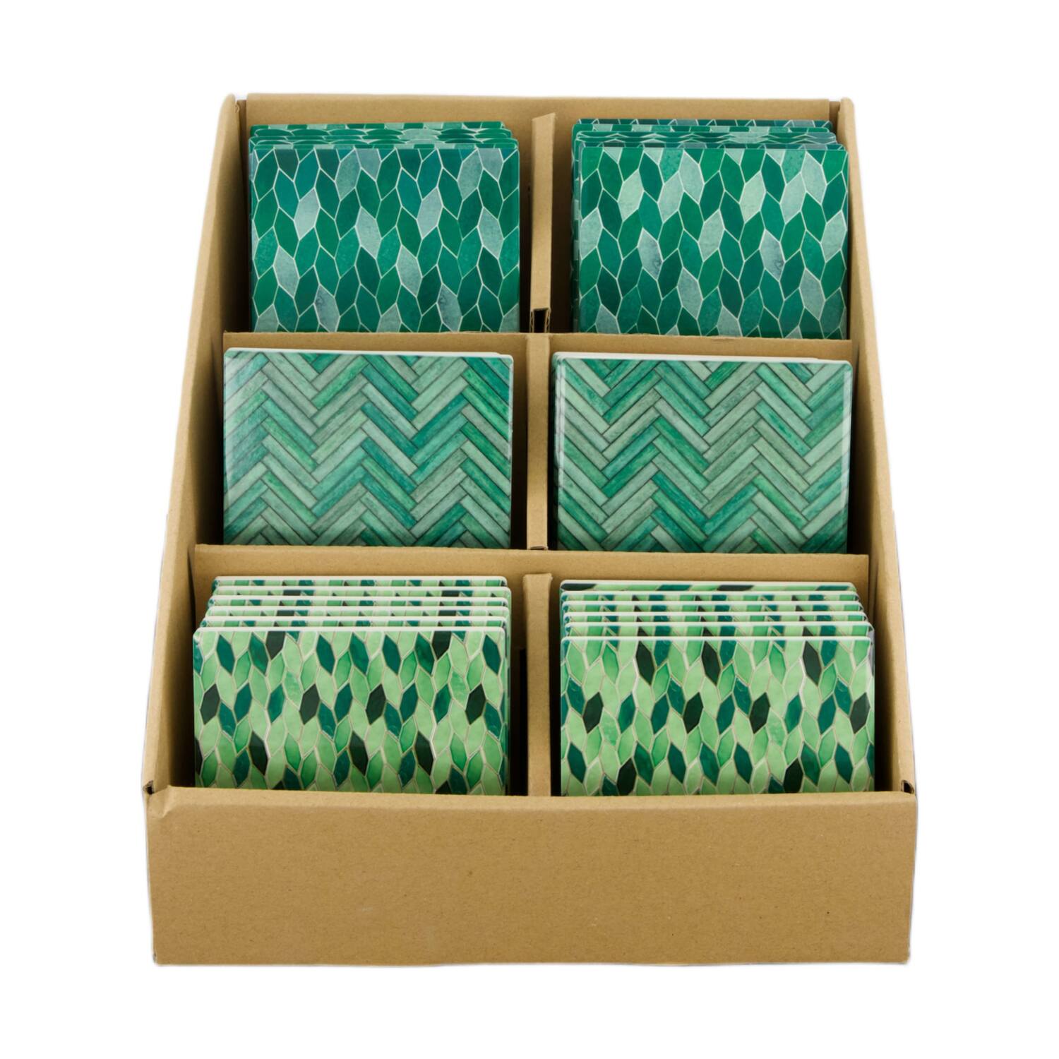 Coaster ceramic 10x10x0.7cm  - Green