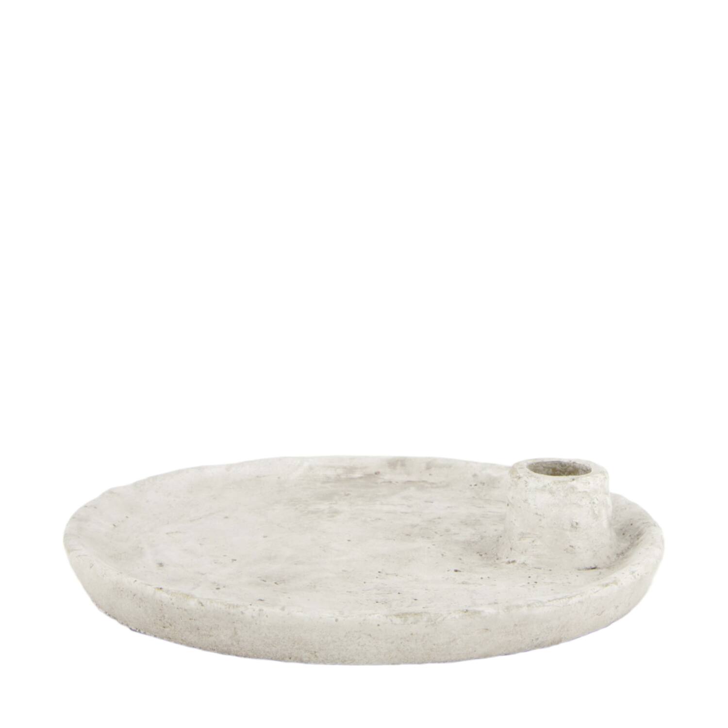 Dinnercandle holder cement 22x22x4cm - Grey