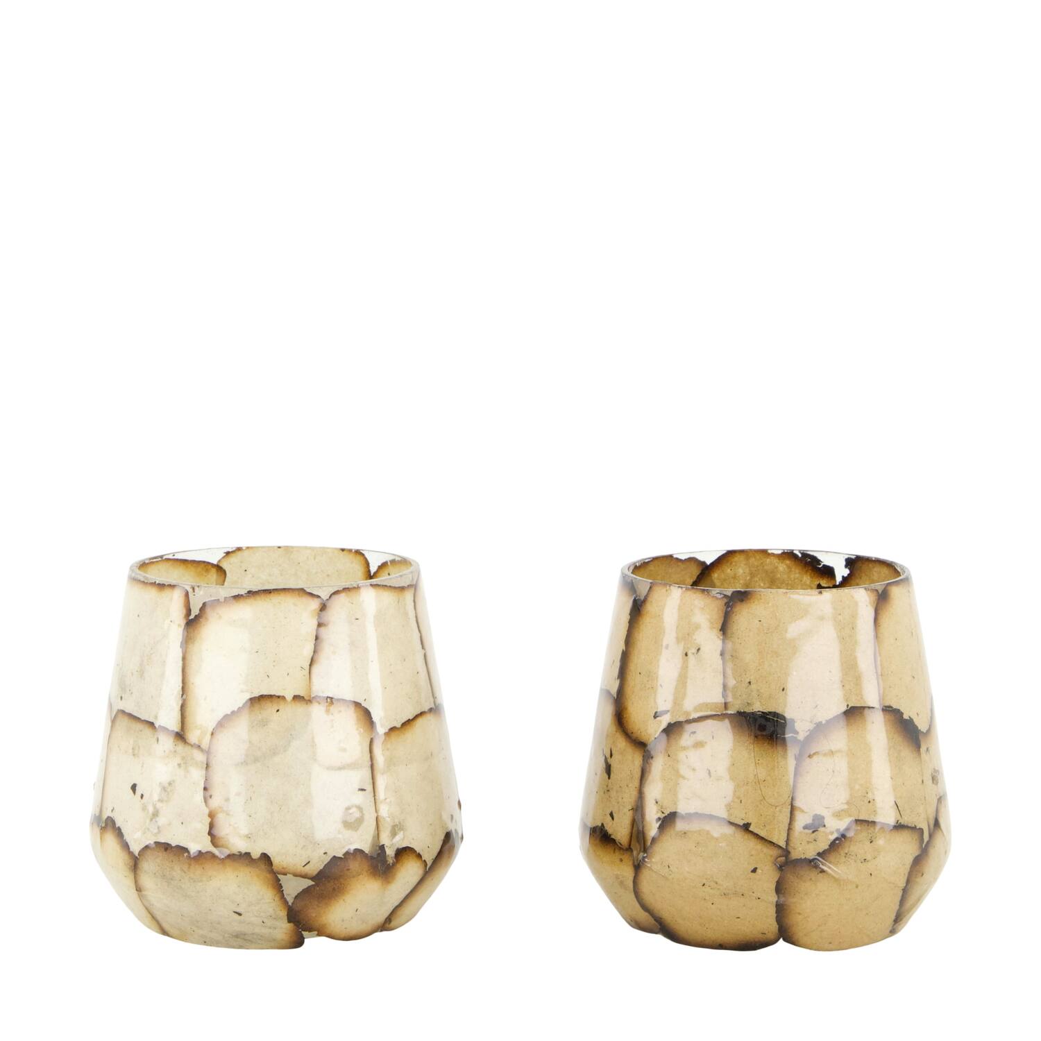 Tealight holder glass 7x7x9cm  - Brown