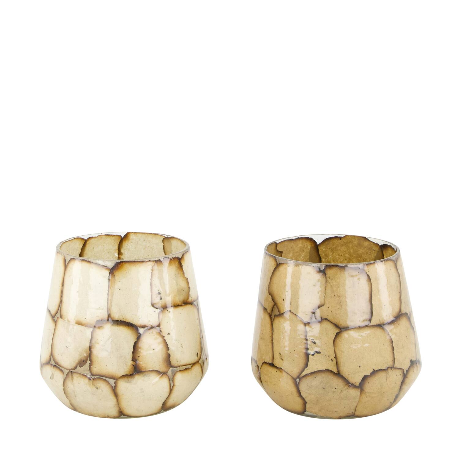 Tealight holder glass 9x9x12cm- Brown