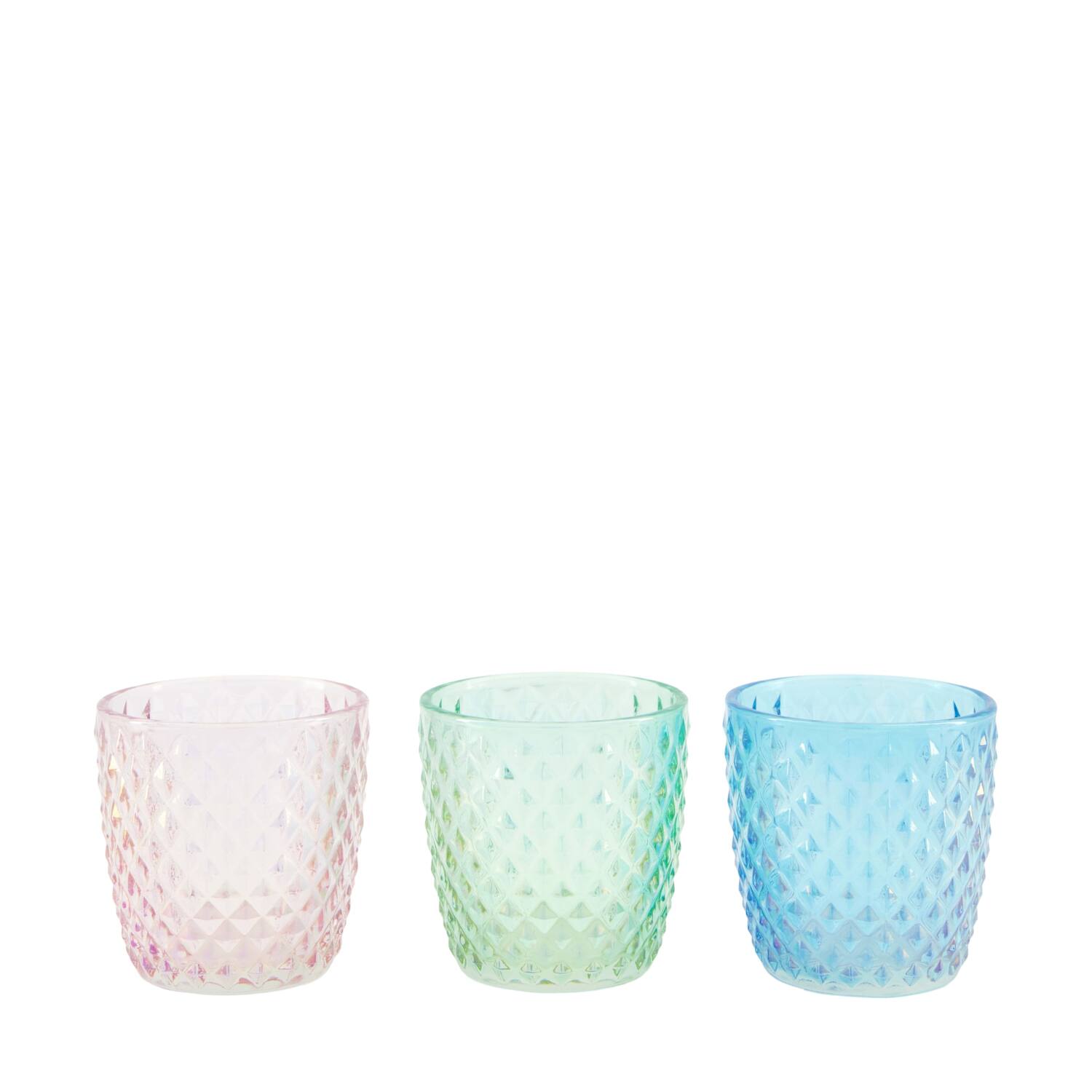 Tealight holder luster glass 7.4x7.4x7.5cm  - Multi