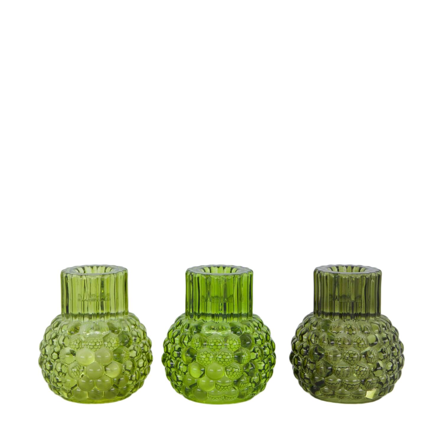 Tealight holder glass 7.8x7.8x8.8cm  - Green