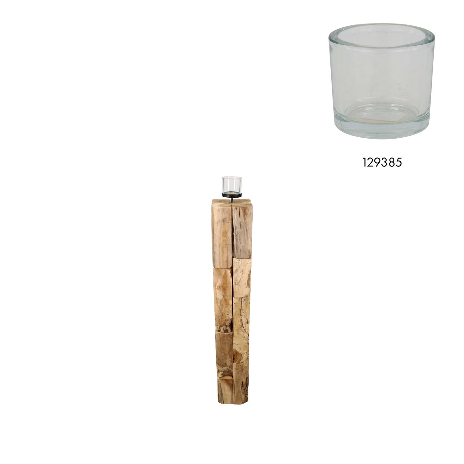 Pillar candle holder erosion wood 18x18x118cm - Natural
