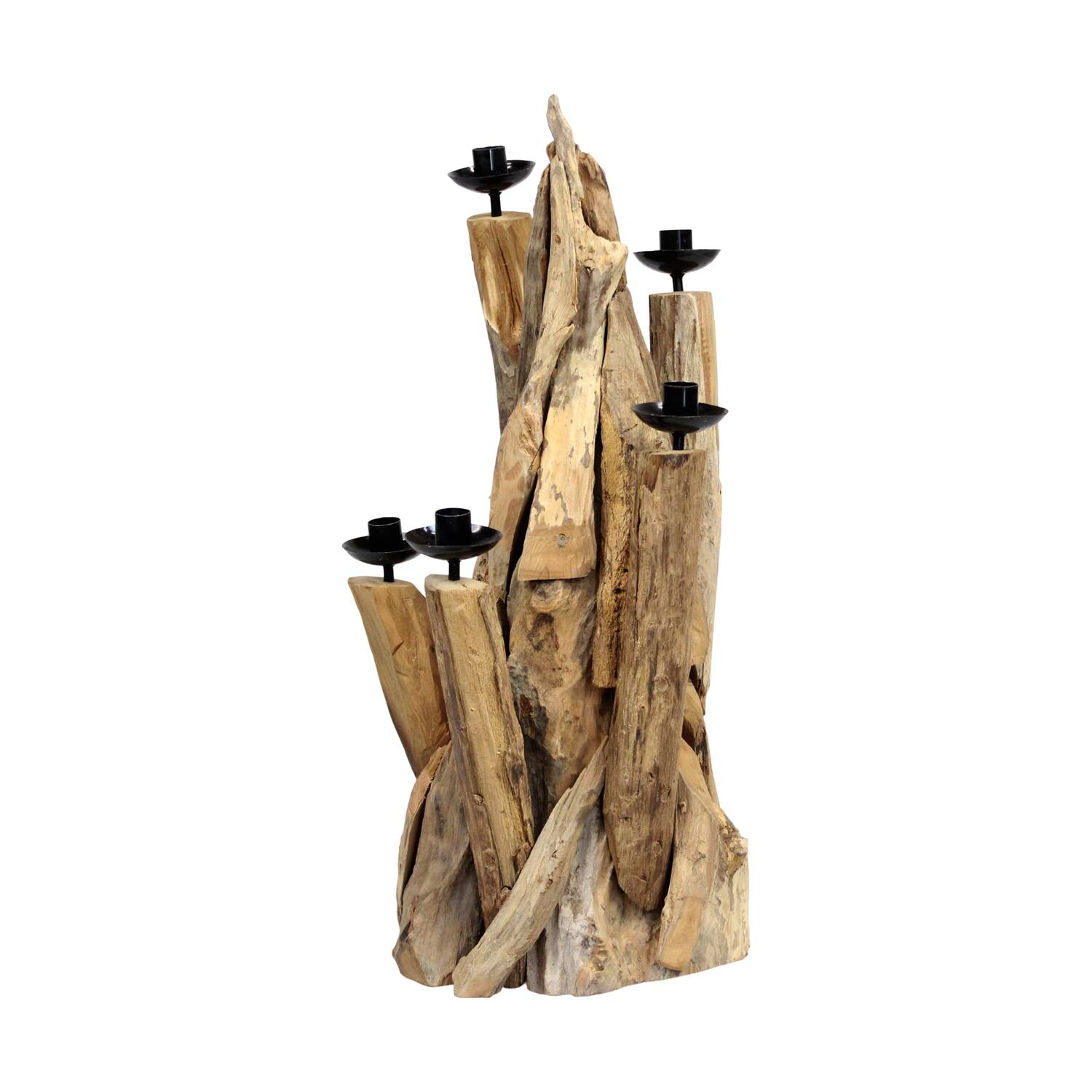 Dinnercandle holder erosion wood 30x30x58cm