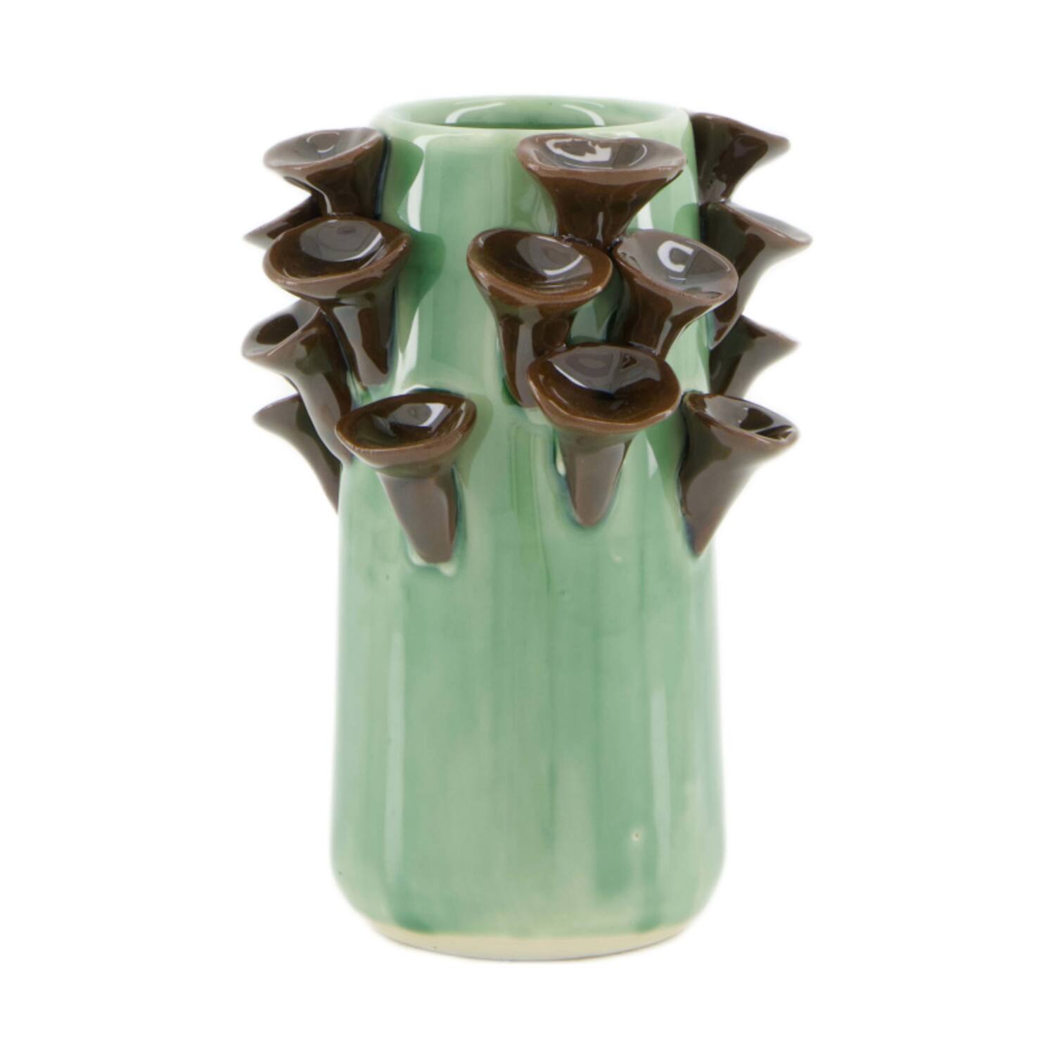 Vase mushroom ceramic 9x9x12.8cm - Green