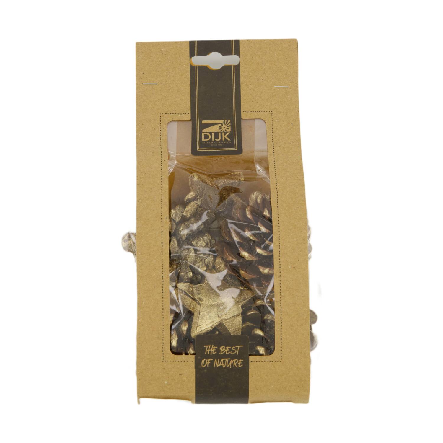 Pinecone with 3 coco star nature 39x16x19cm 90gr