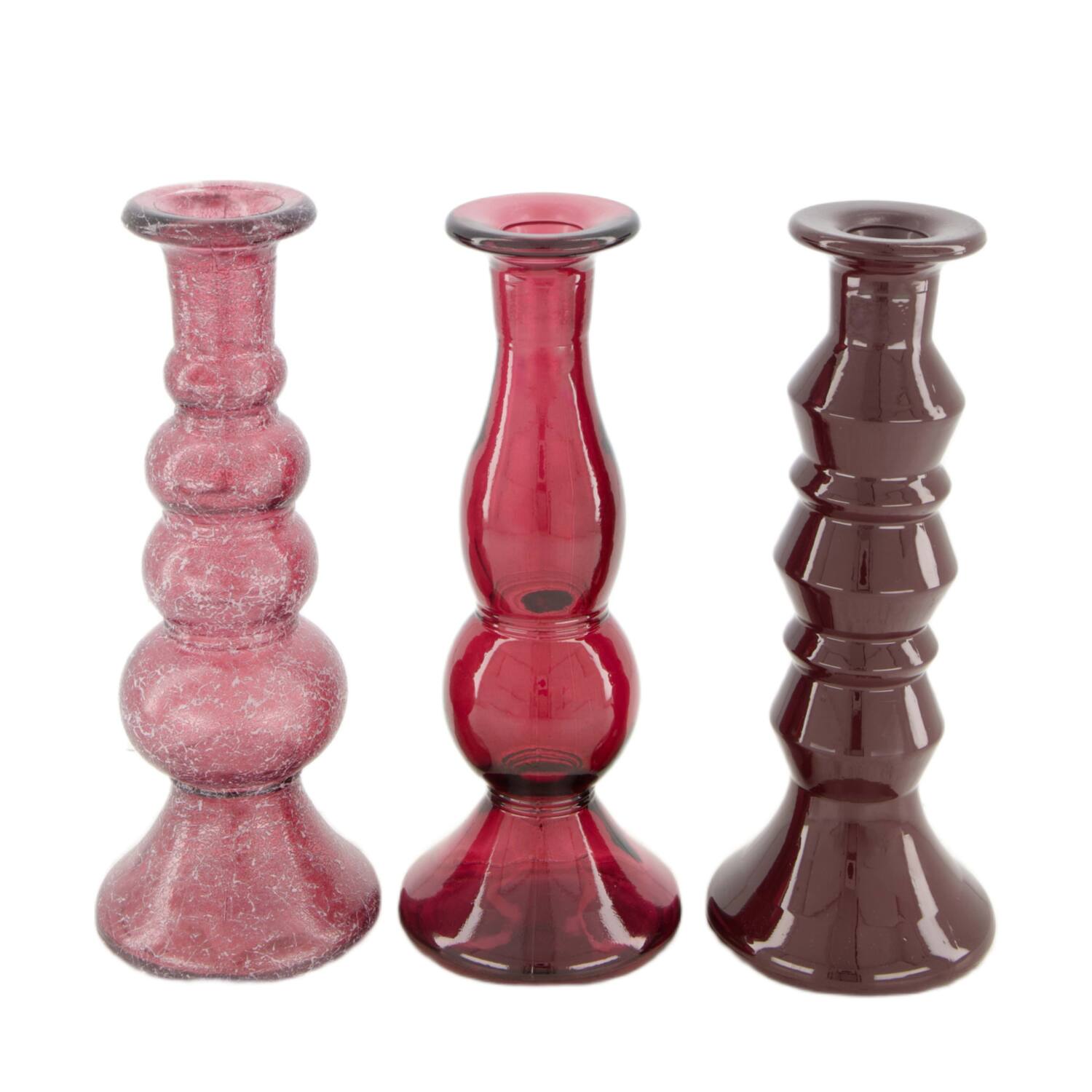 Dinnercandle holder recycled glass 9x9x22cm A/3