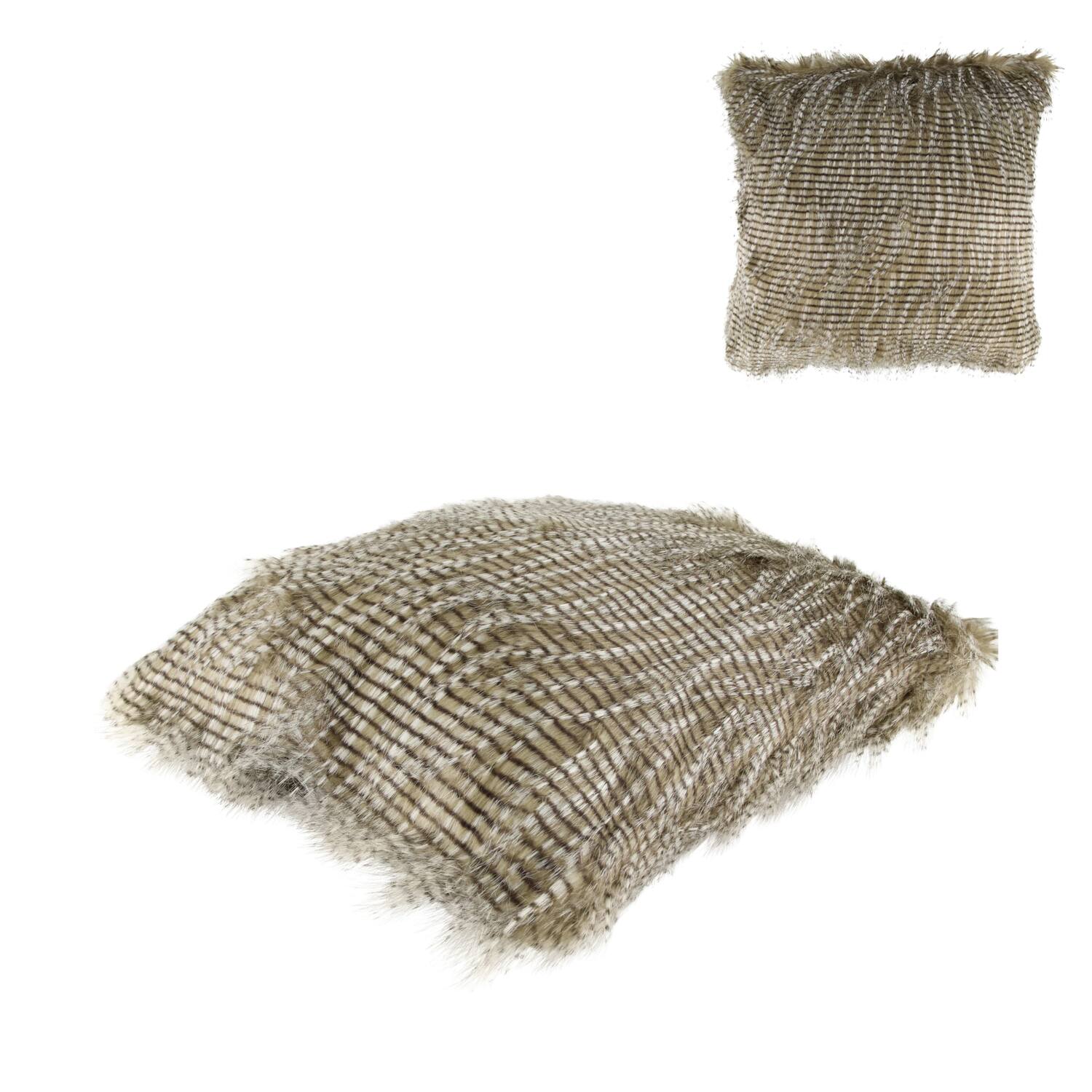 Cushion faux fur acrylic 45x45x12cm - Brown