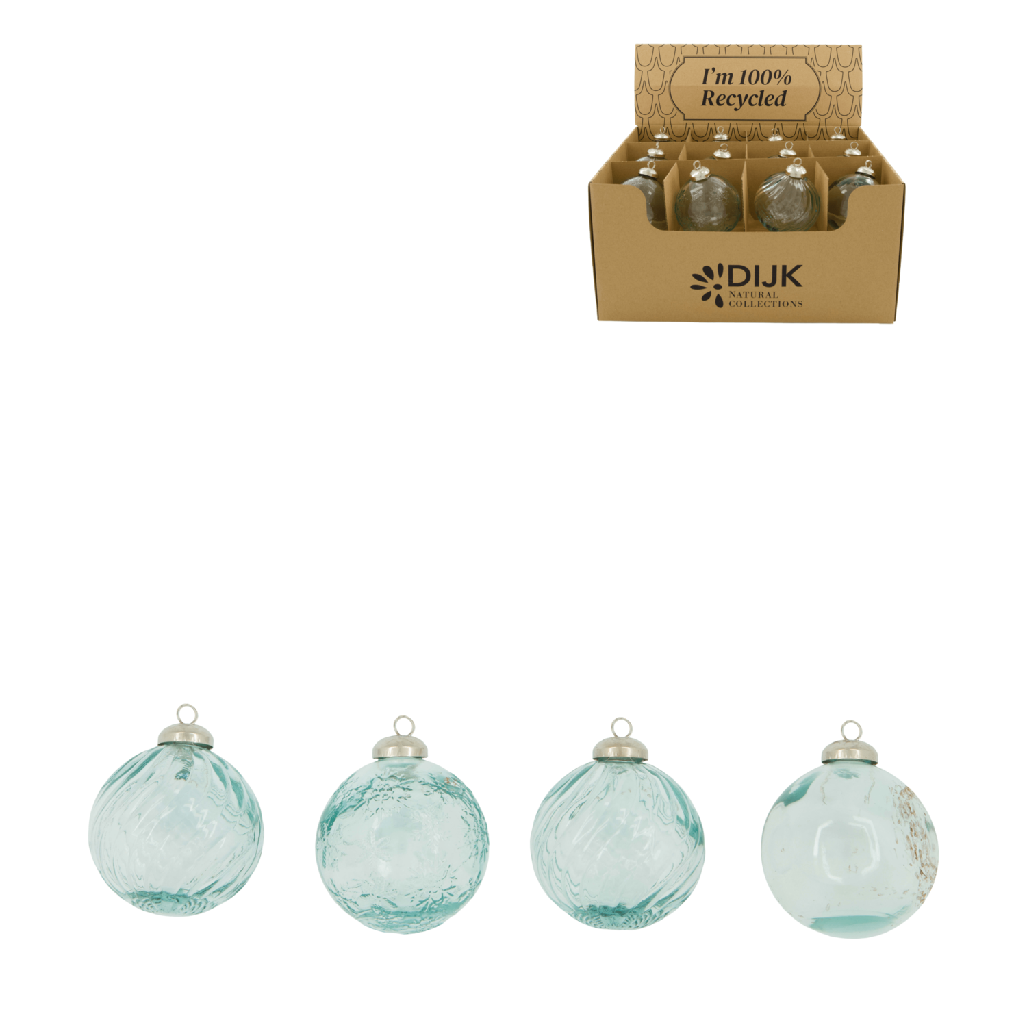Display bauble recycled glass 8x8x8cm  - Transparent