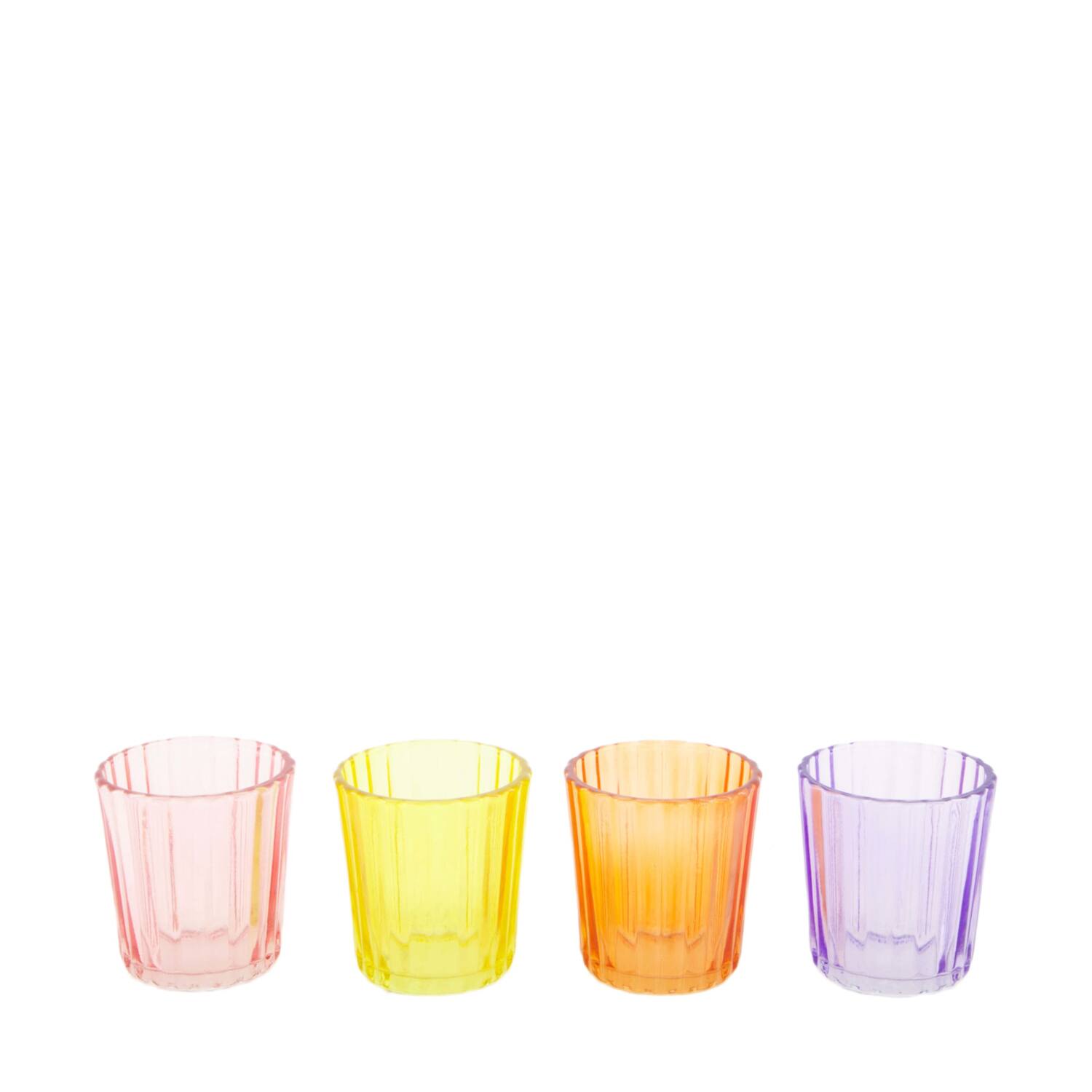 Tealight holder glass 5.5x5.5x6cm - Multi