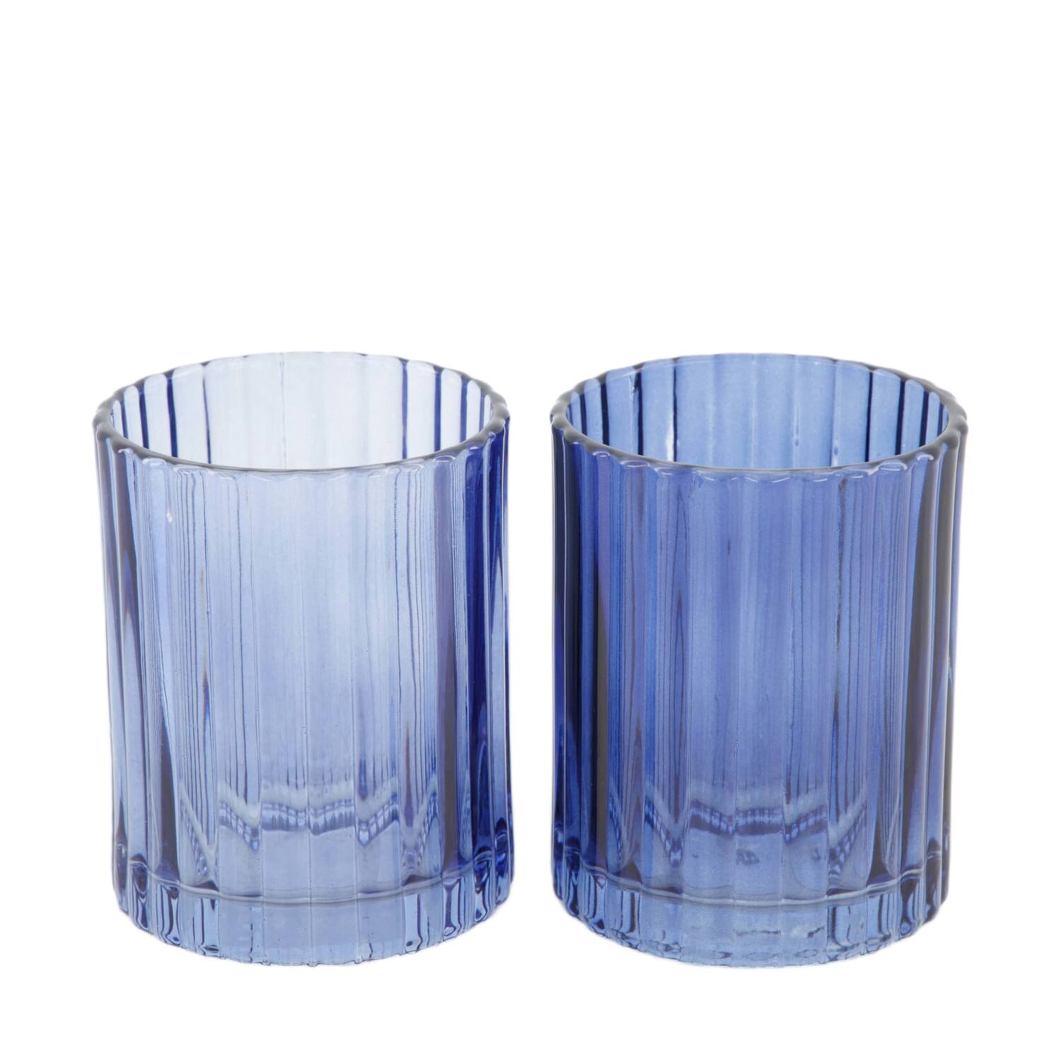 Tealight holder glass 7.5x7.5x10cm  - Blue