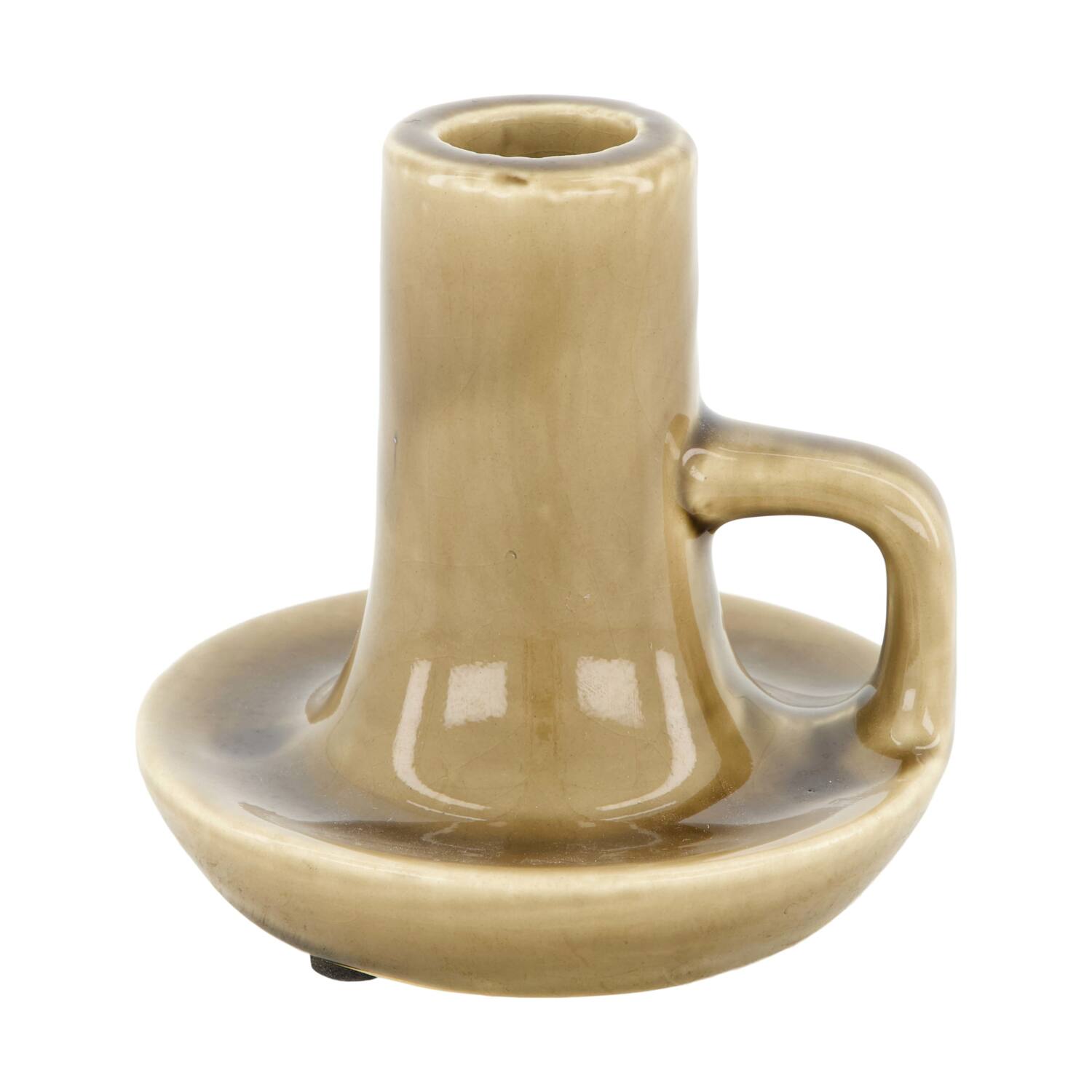 Dinnercandle holder ceramic 10x10x10cm - Brown